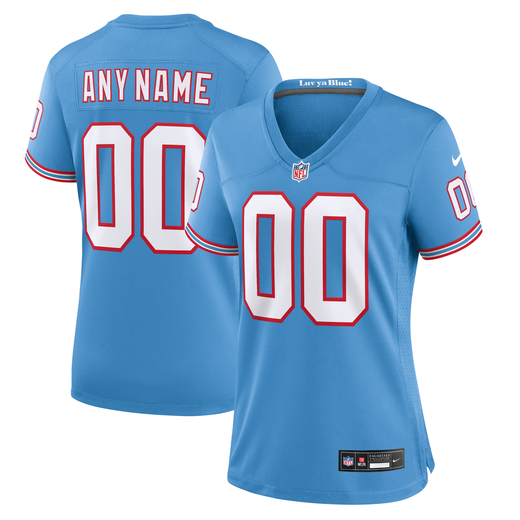 Tennessee Titans Nike Women's Oilers Throwback Custom Game Jersey - Light Blue - PersonalJerseys