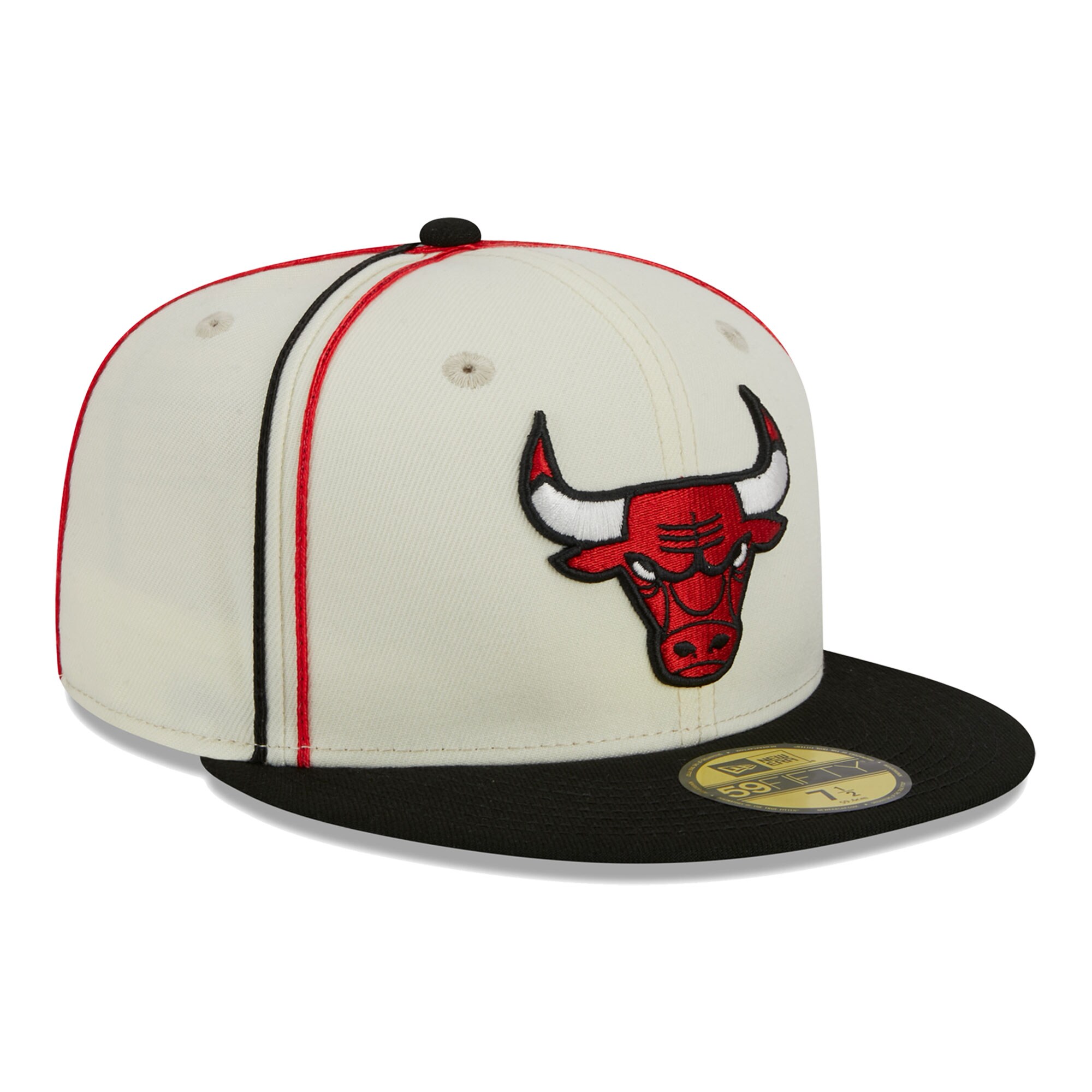 Chicago Bulls New Era Piping 2-Tone 59FIFTY Fitted Hat - Cream/Black - PersonalJerseys