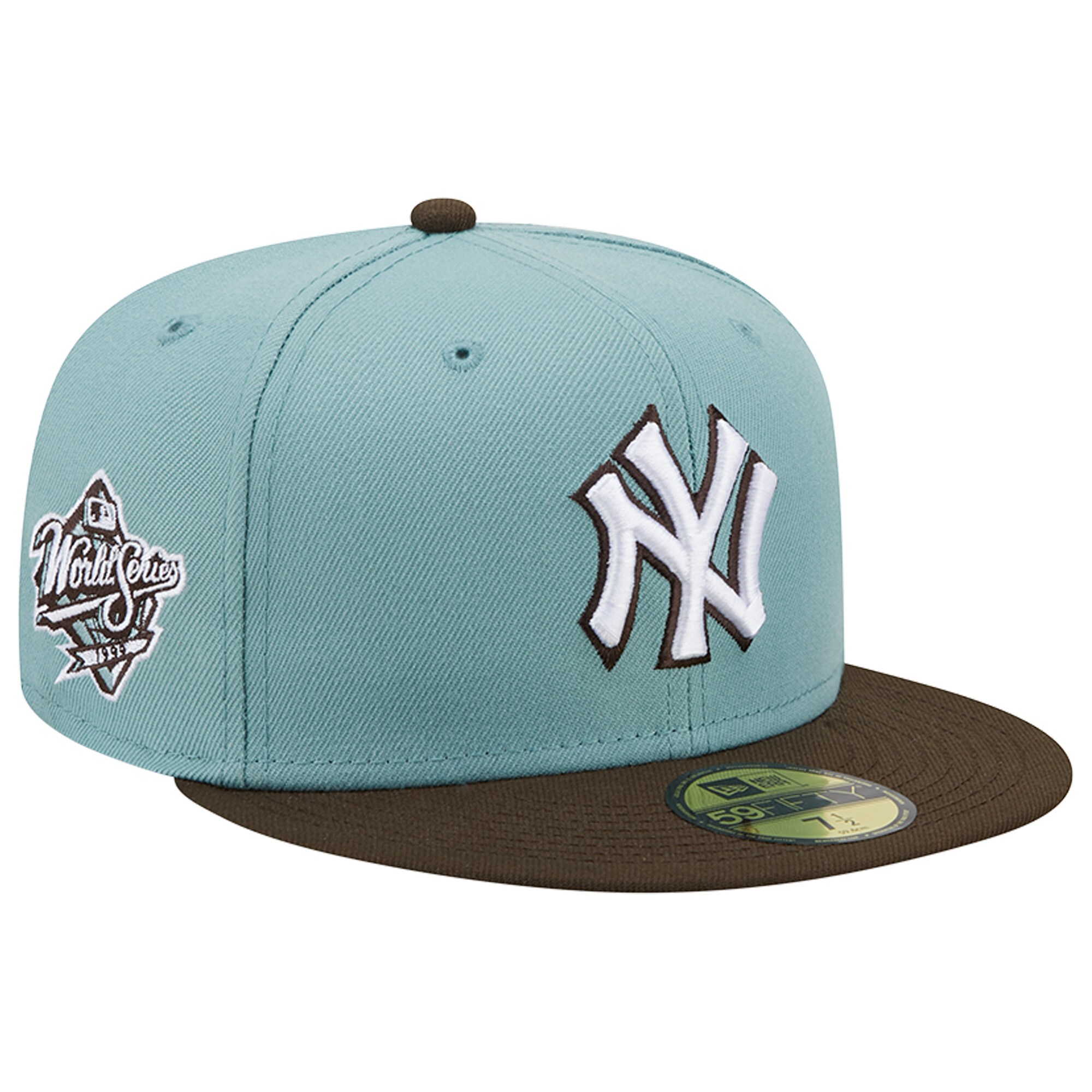New York Yankees New Era  1999 World Series Beach Kiss 59FIFTY Fitted Hat - Light Blue/Brown - PersonalJerseys