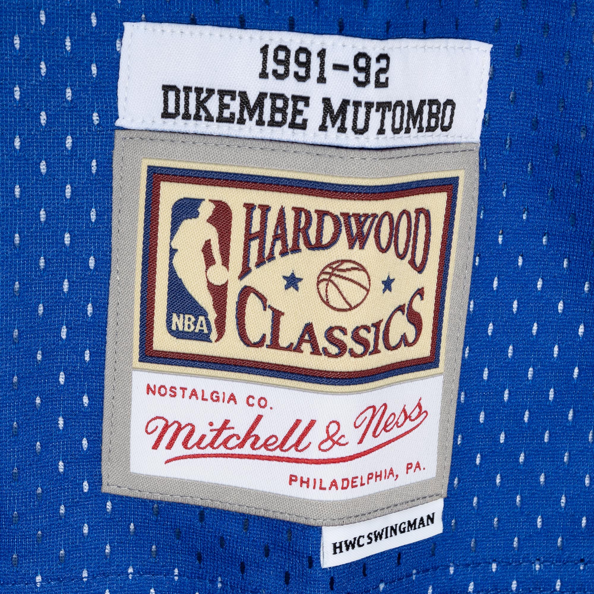 Dikembe Mutombo Denver Nuggets Mitchell &Ness Hardwood Classics 1991/92 Split Swingman Jersey - Royal/Gold - PersonalJerseys