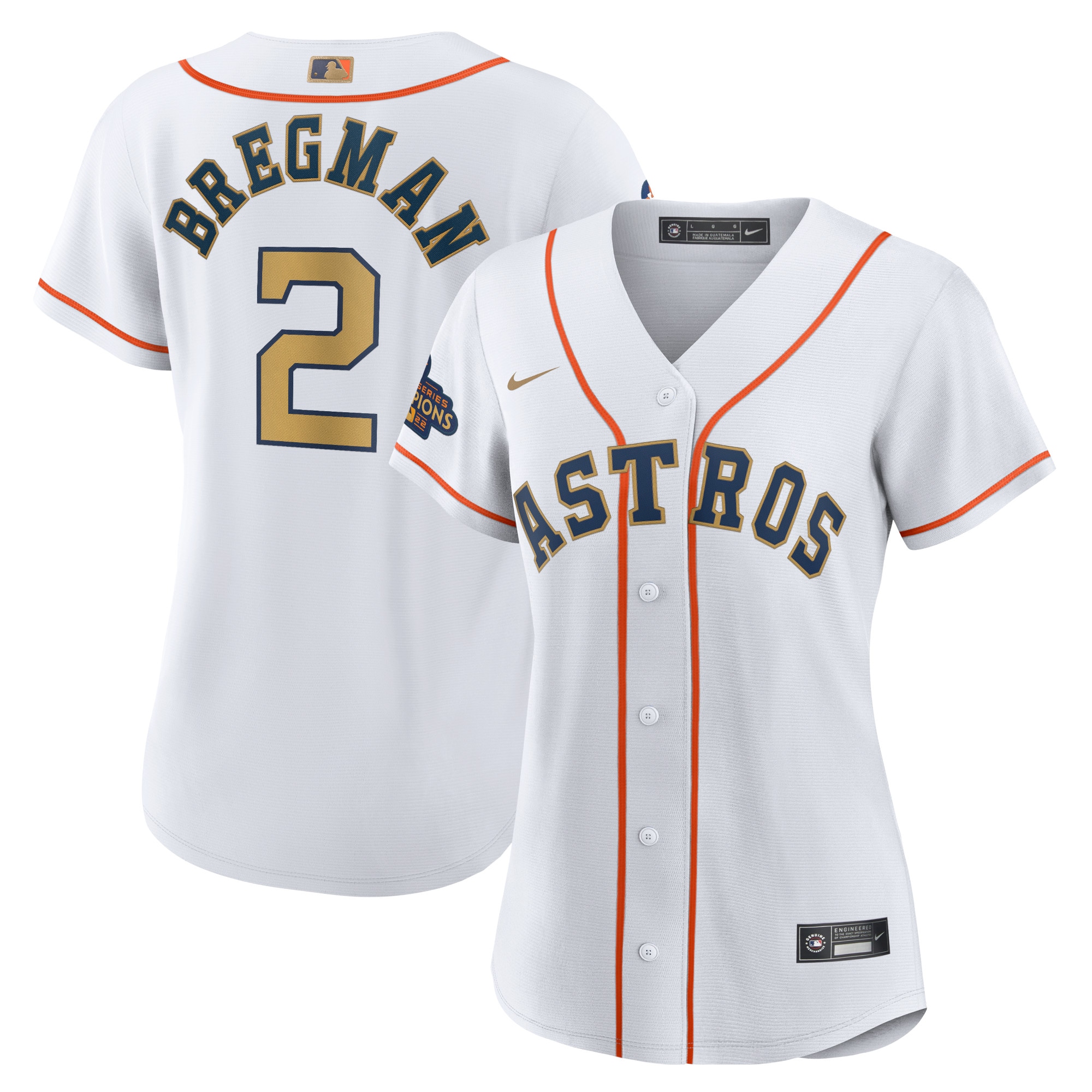 Houston Astros Alex Bregman White Gold 2023 Gold Collection Replica Player Jersey for Youth Women Men - Friend Lounge Store - Shop for All Things Jerseys Sports - PersonalJerseys