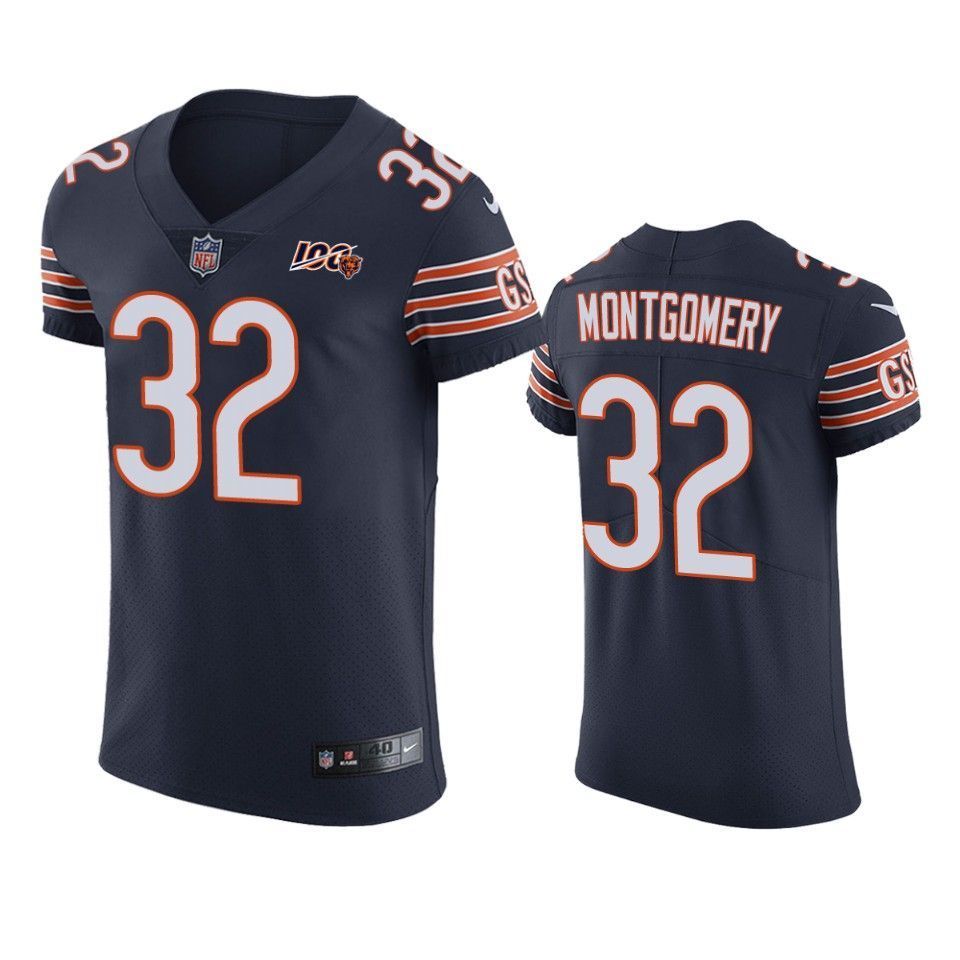 Chicago Bears David Montgomery Navy 100th Season Vapor Elite Jersey - Friend Lounge Store - Shop for All Things Jerseys Sports - PersonalJerseys