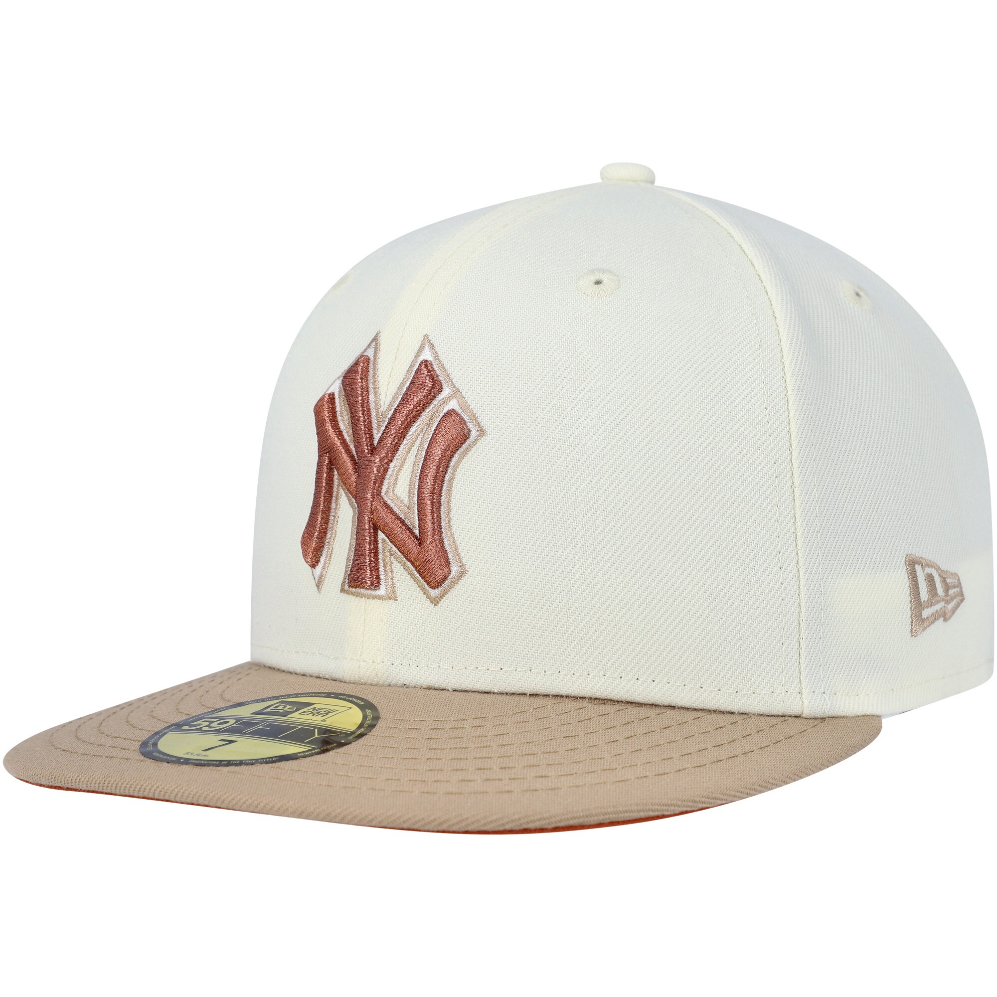 New York Yankees New Era Chrome Camel Rust Undervisor 59FIFTY Fitted Hat - Cream - PersonalJerseys
