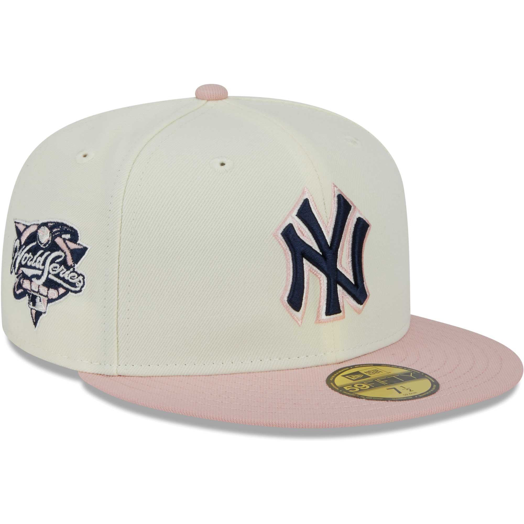 New York Yankees New Era Chrome Rogue 59FIFTY Fitted Hat - White/Pink - PersonalJerseys