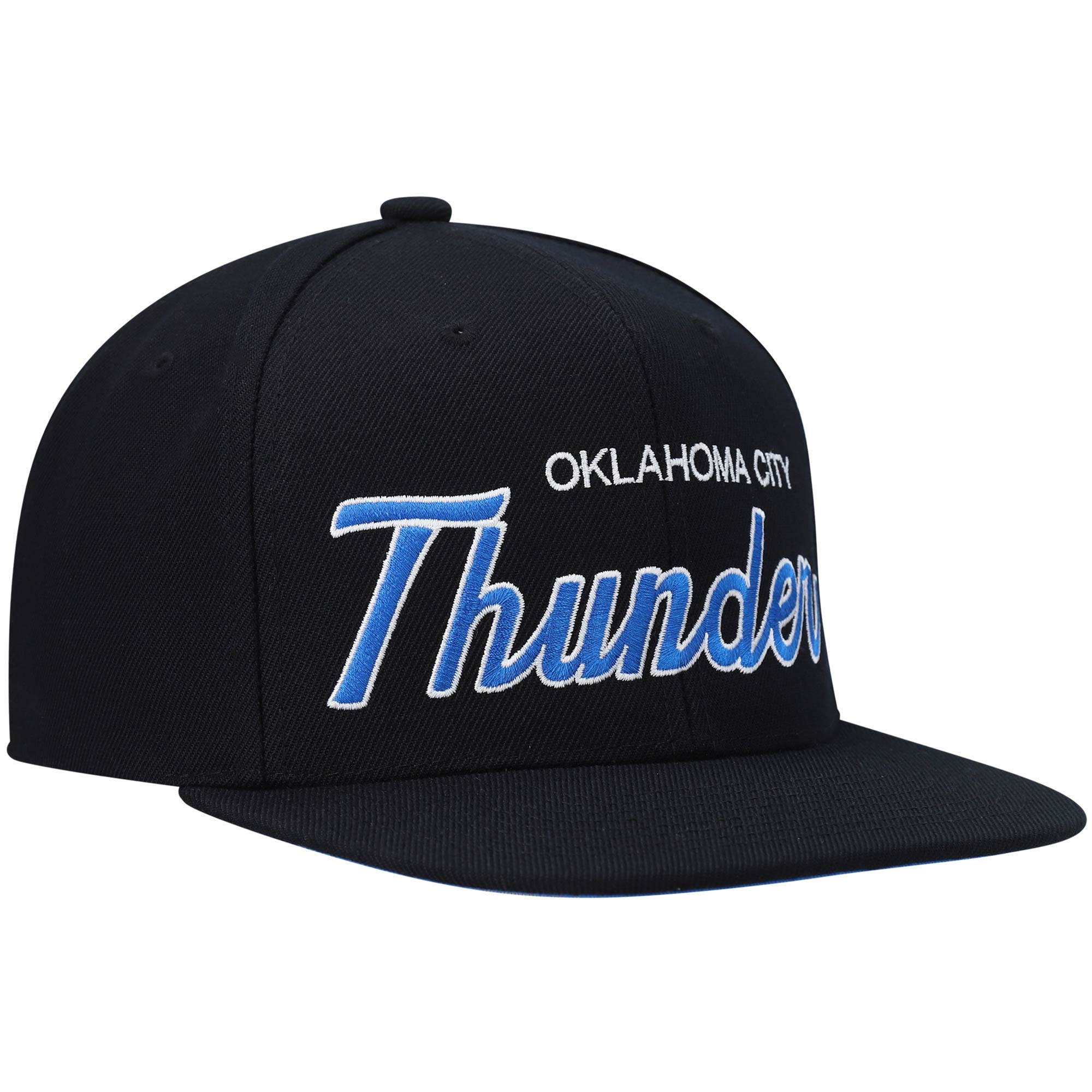 Oklahoma City Thunder Mitchell & Ness Hardwood Classics Script 2.0 Snapback Hat - Black - PersonalJerseys