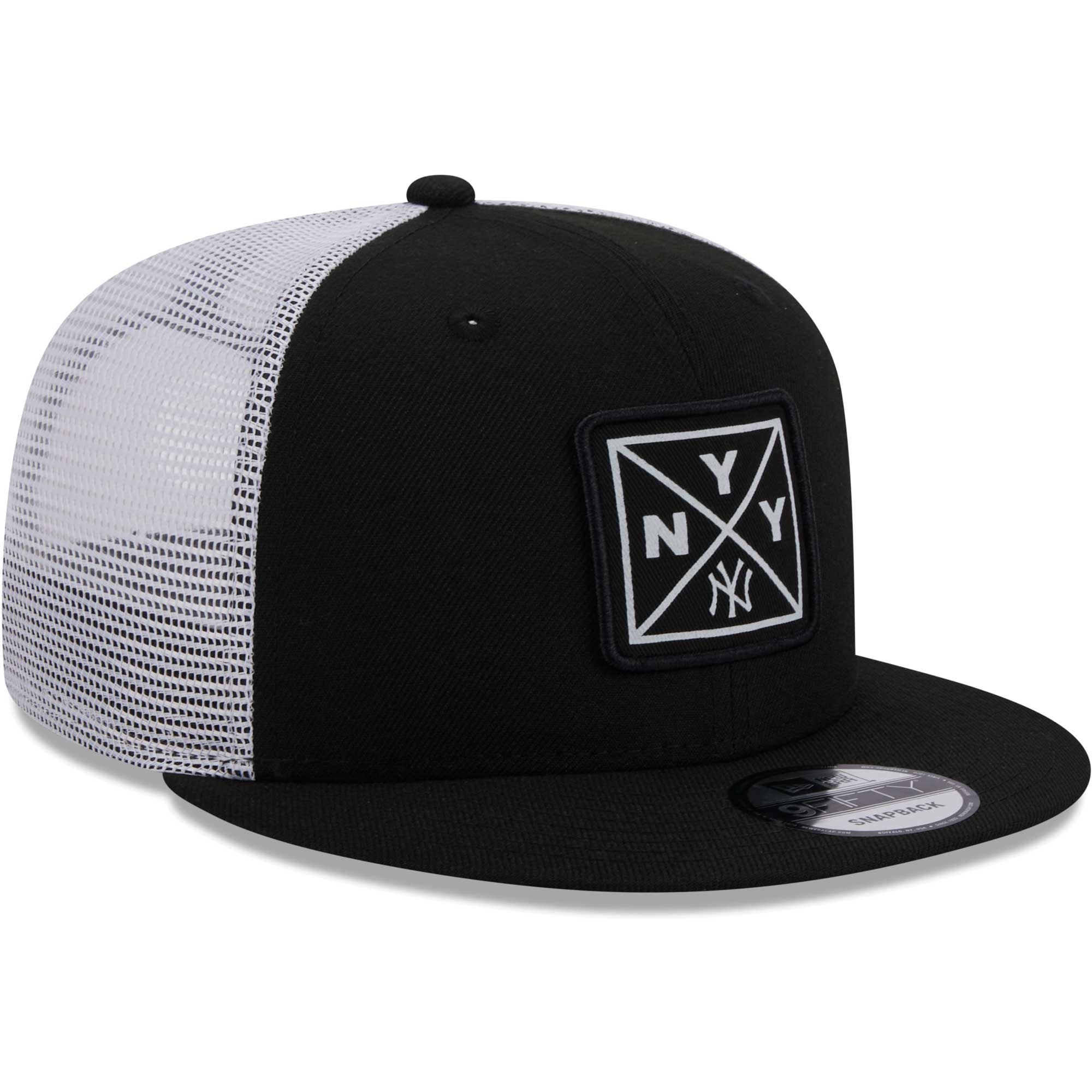 New York Yankees New Era Vert Squared Trucker 9FIFTY Snapback Hat - Black - PersonalJerseys