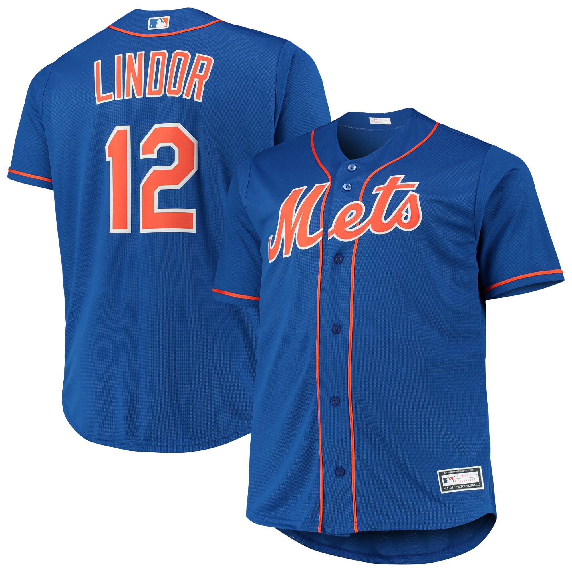 Francisco Lindor New York Mets Big & Tall Replica Player Jersey - Royal - PersonalJerseys