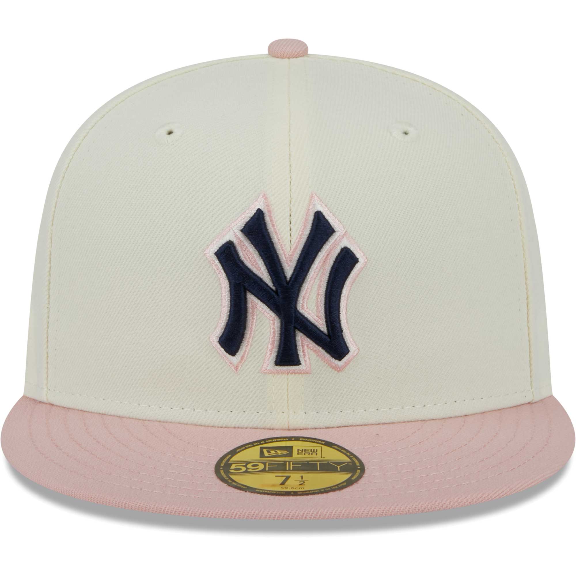 New York Yankees New Era Chrome Rogue 59FIFTY Fitted Hat - White/Pink - PersonalJerseys