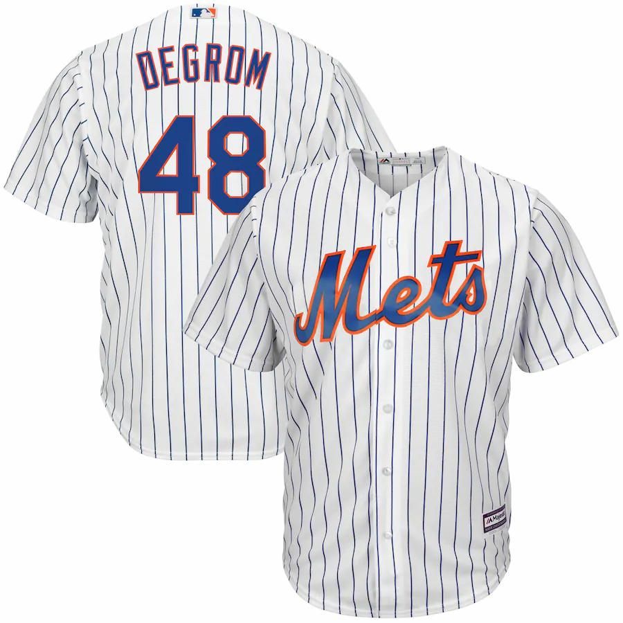 Jacob deGrom New York Mets Majestic Big And Tall Official Cool Base Player Jersey - White Royal - Friend Lounge Store - Shop for All Things Jerseys Sports - PersonalJerseys
