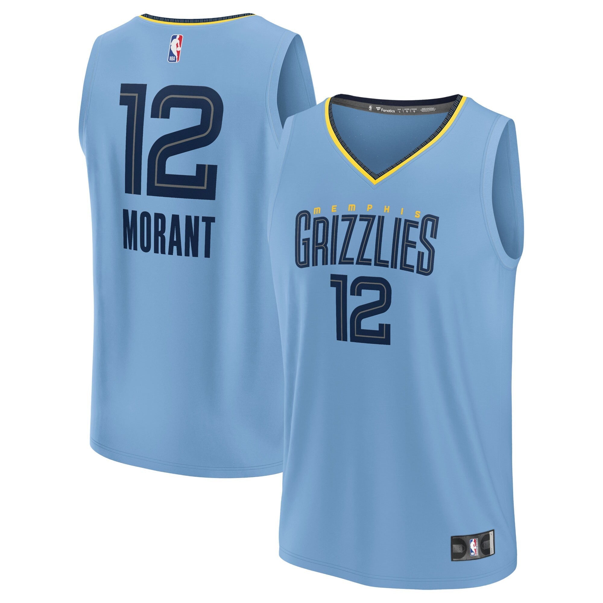 Men's Fanatics Branded Ja Morant Light Blue Memphis Grizzlies Fast Break Replica Player Jersey - Statement Edition - PersonalJerseys