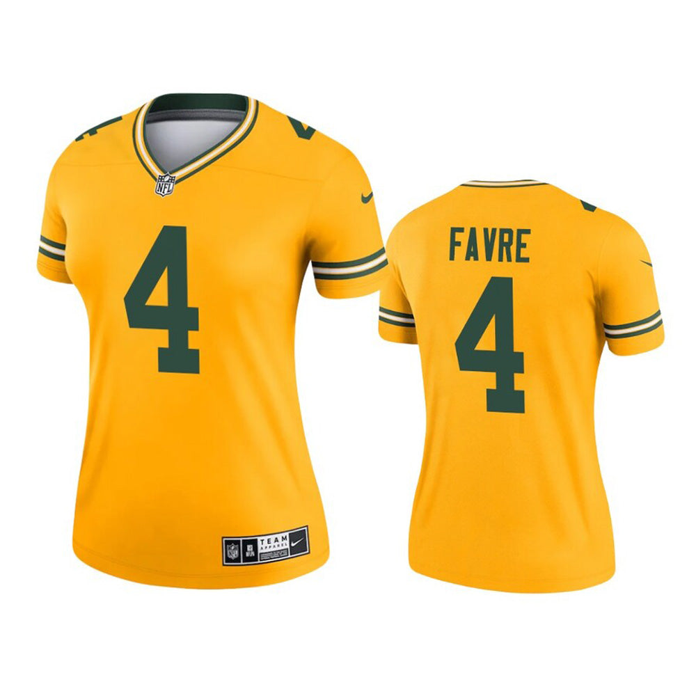 Women's Green Bay Packers Brett Favre Inverted Legend Jersey - Gold - Sports Wear Jersey - PersonalJerseys