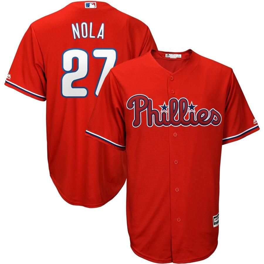 Aaron Nola Philadelphia Phillies Majestic Alternate Official Cool Base Player Jersey - Red - Friend Lounge Store - Shop for All Things Jerseys Sports - PersonalJerseys