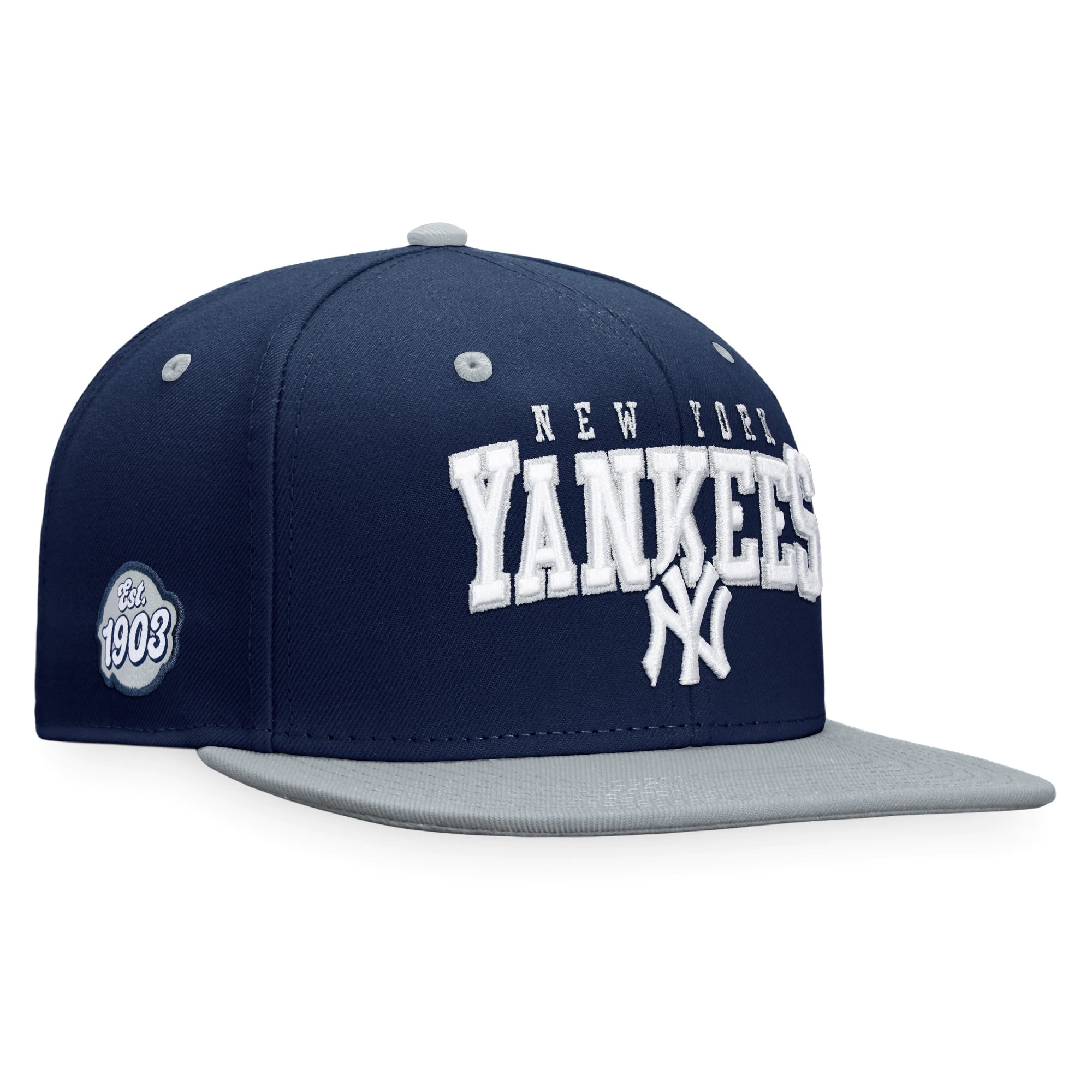 New York Yankees Fanatics Branded Iconic Lock Up Snapback Hat - Navy/Gray - PersonalJerseys