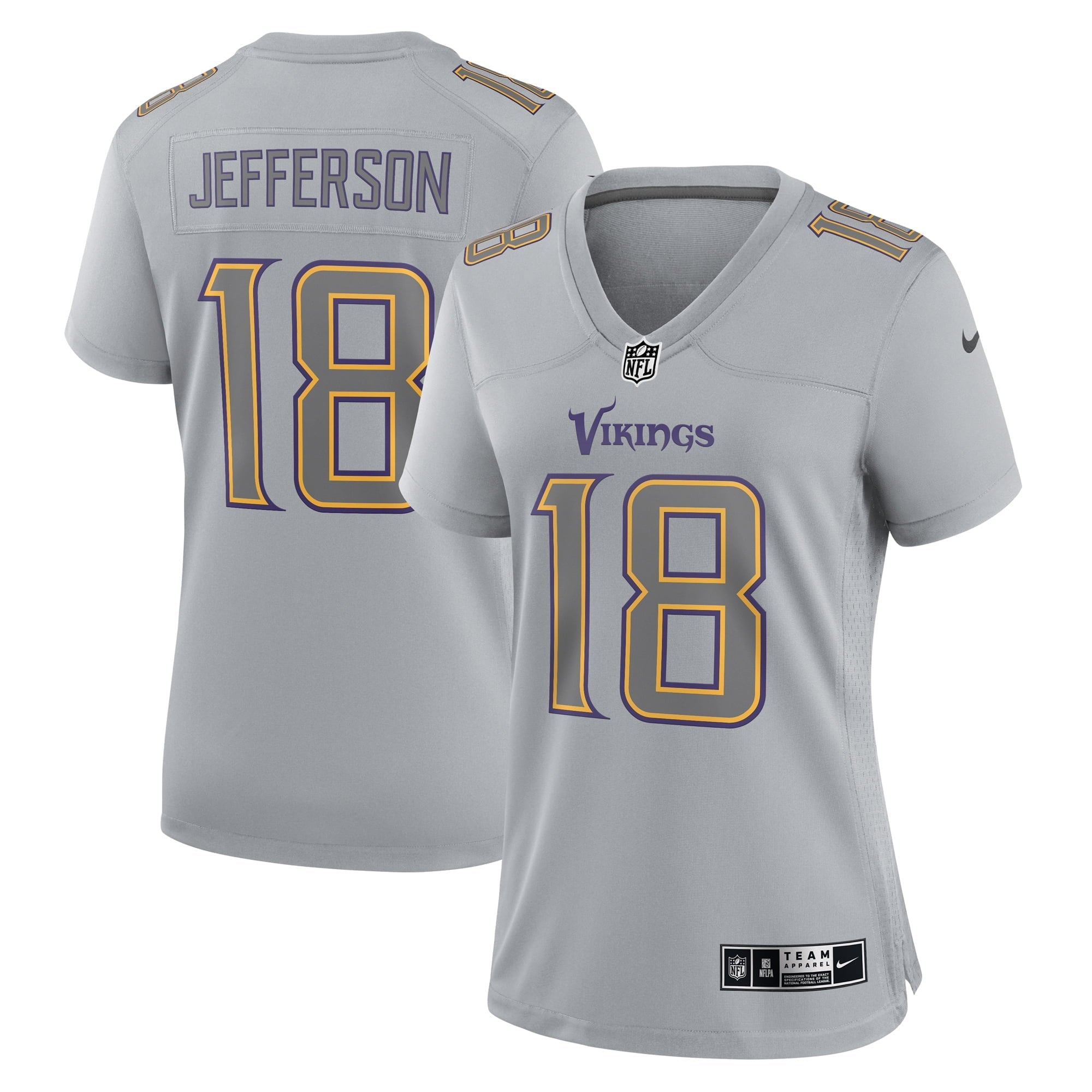 Women's Nike Justin Jefferson Gray Minnesota Vikings Atmosphere Fashion Game Jersey - PersonalJerseys