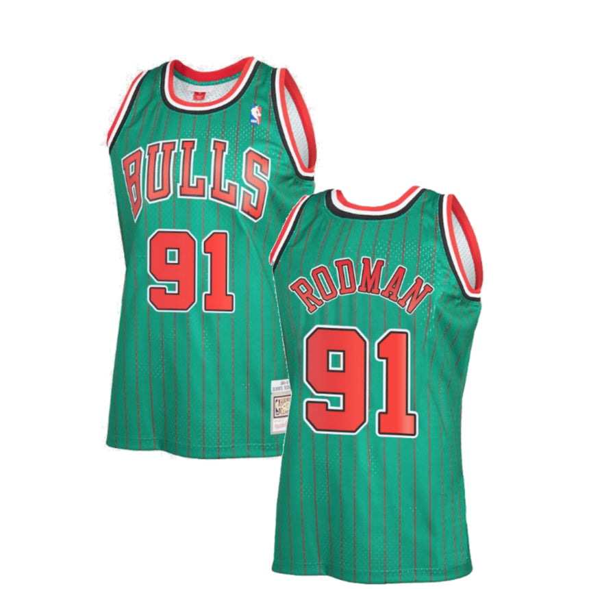 Men's Dennis Rodman Chicago Bulls Green 1995-96 Hardwood Classics Reload 2.0 Swingman Jersey - Sports Wear Jersey - PersonalJerseys