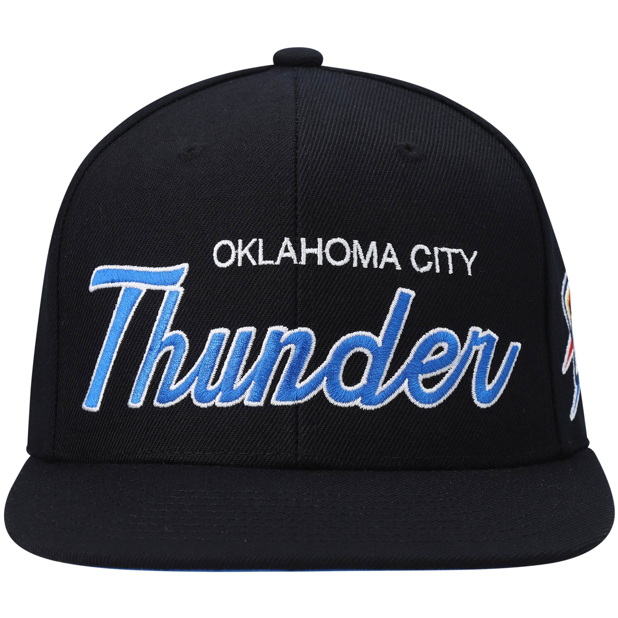 Oklahoma City Thunder Mitchell & Ness Hardwood Classics Script 2.0 Snapback Hat - Black - PersonalJerseys