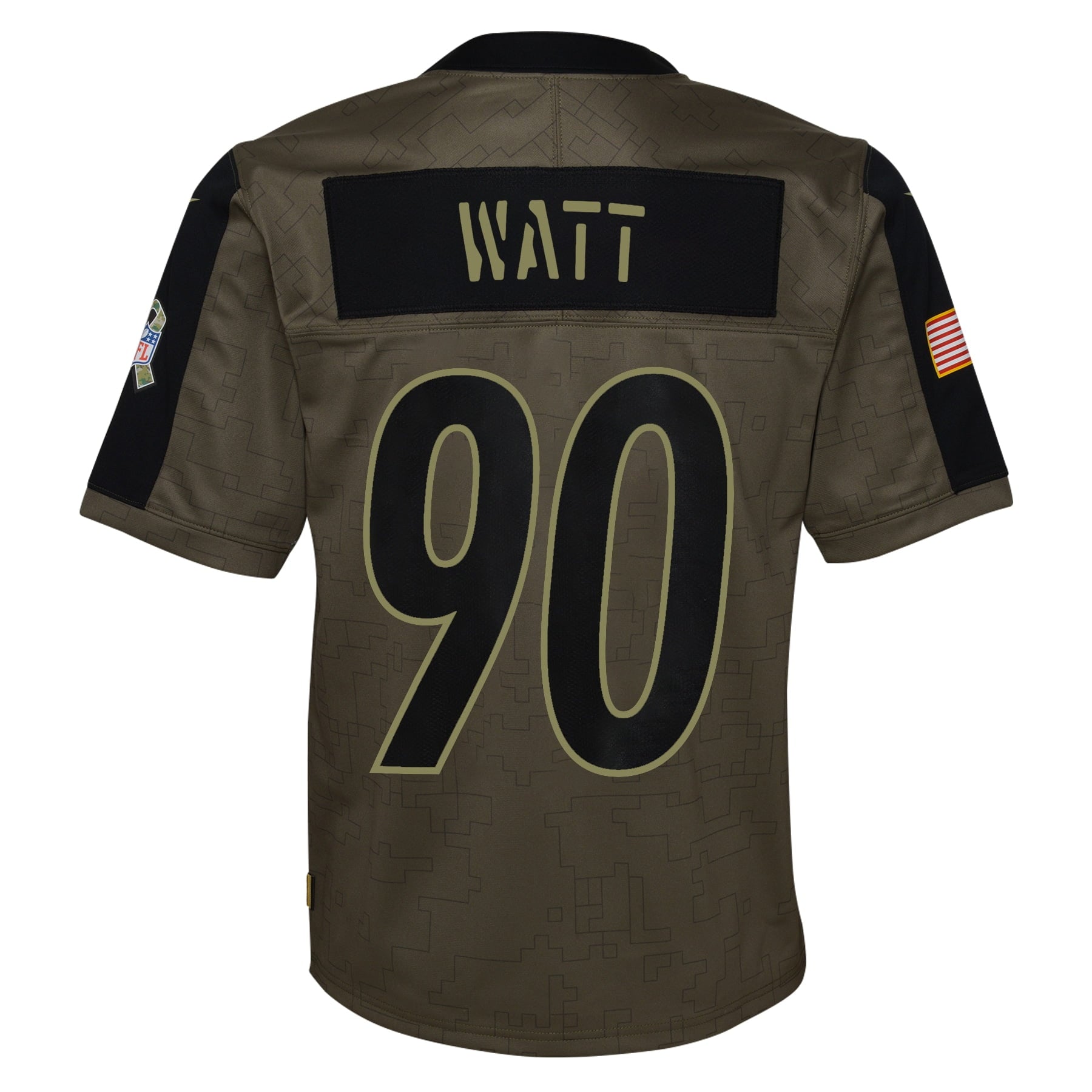 Youth Nike T.J. Watt Olive Pittsburgh Steelers 2021 Salute To Service Game Jersey - PersonalJerseys