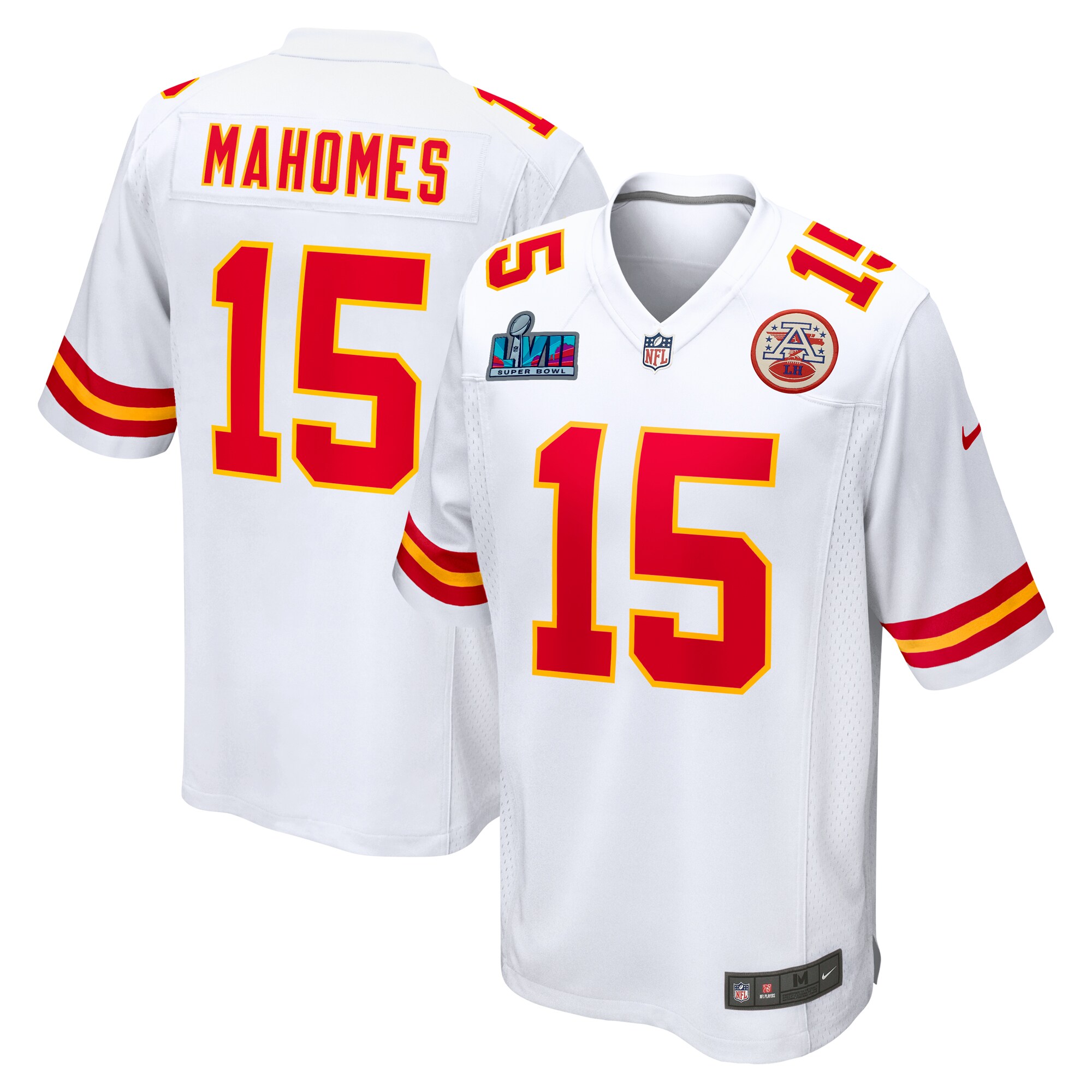 Patrick Mahomes Kansas City Chiefs Nike Super Bowl LVII Patch Away Game Jersey - White - PersonalJerseys