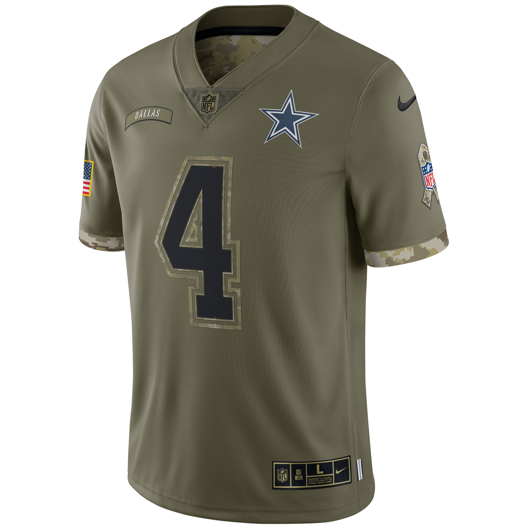 Dak Prescott Dallas Cowboys Nike 2022 Salute To Service Limited Jersey - Olive - PersonalJerseys