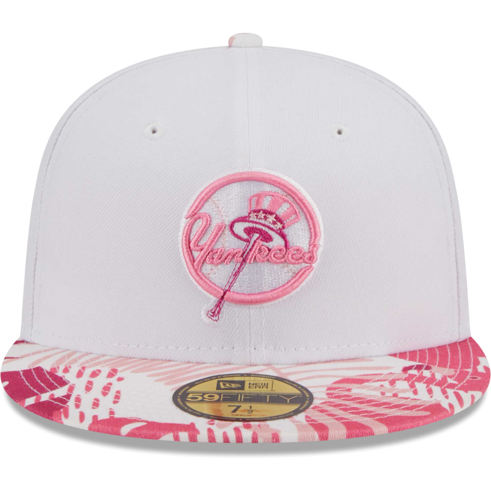 New York Yankees New Era Flamingo 59FIFTY Fitted Hat - White/Pink - PersonalJerseys