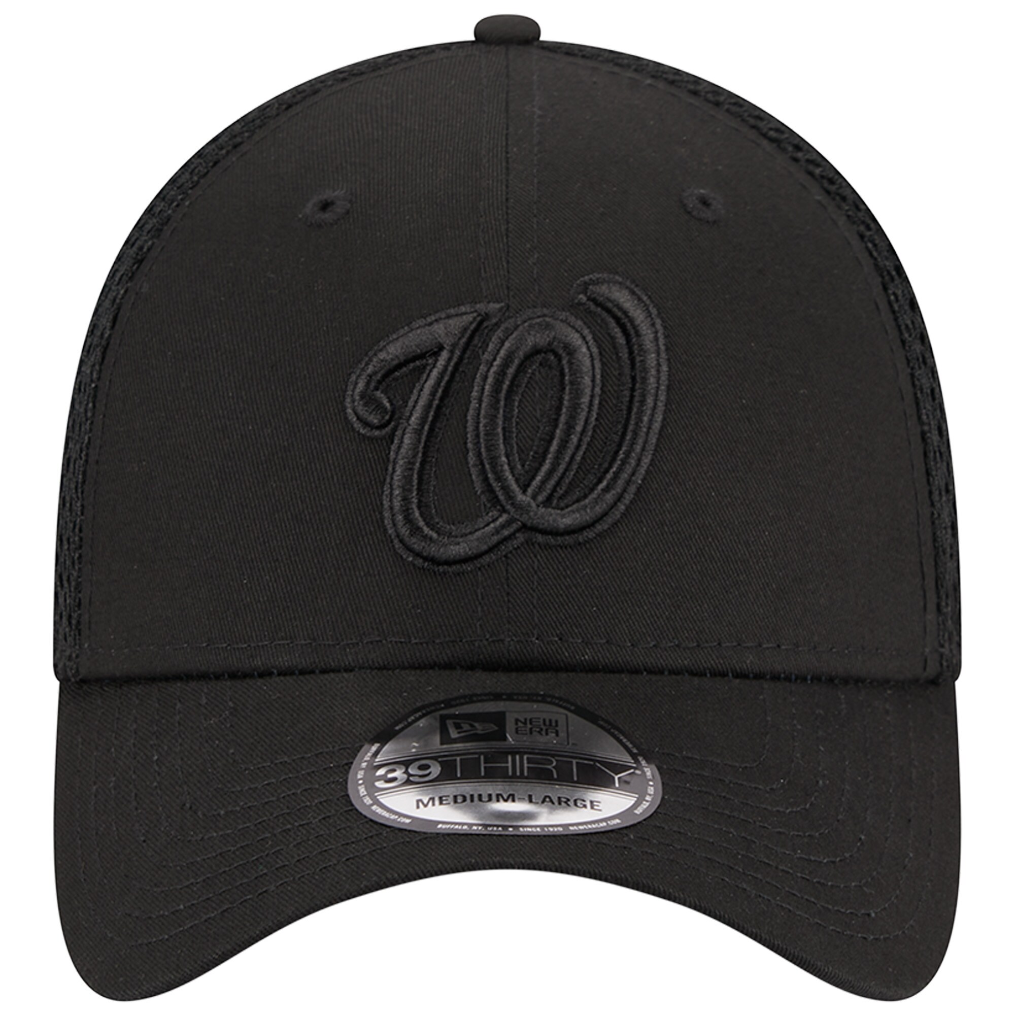 Washington Nationals New Era Black-on-Black Neo Mesh 39THIRTY Flex Hat - PersonalJerseys