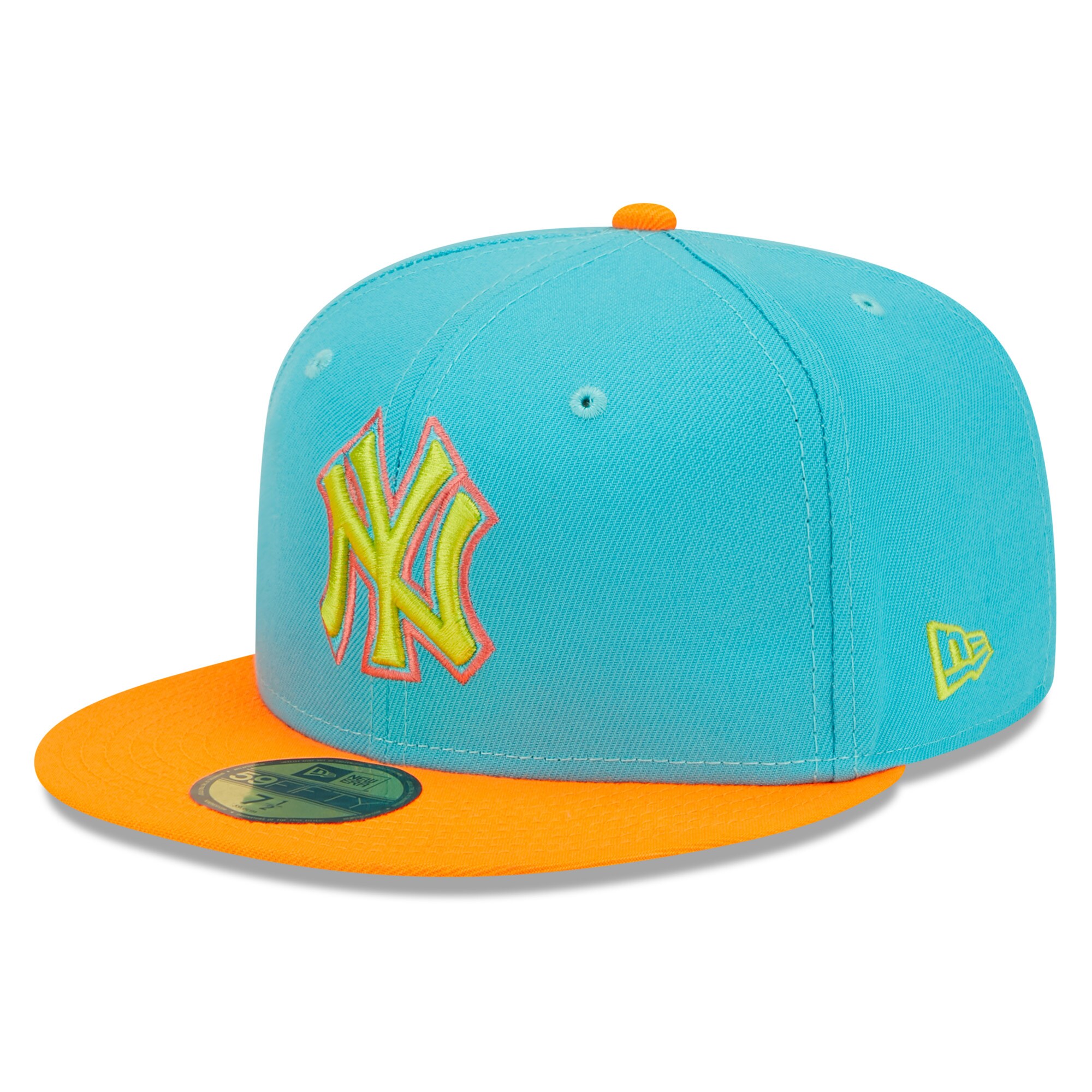 New York Yankees New Era Vice Highlighter 59FIFTY Fitted Hat - Blue/Orange - PersonalJerseys