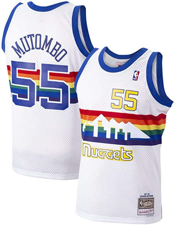 Men's Mitchell &Ness Dikembe Mutombo Denver Nuggets Men's White 1991-92 Swingman Jersey - PersonalJerseys