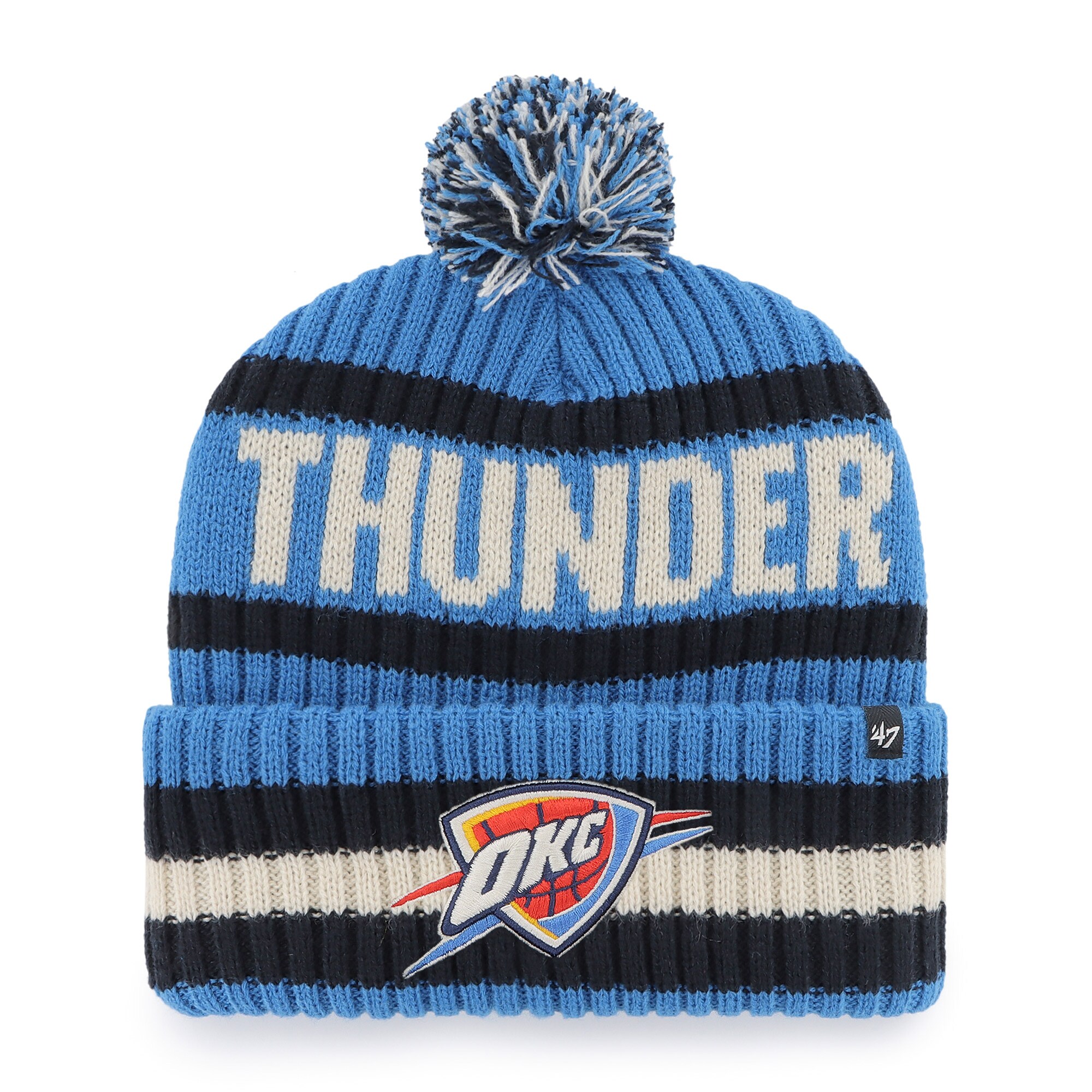Oklahoma City Thunder '47 Bering Cuffed Knit Hat with Pom - Blue - PersonalJerseys