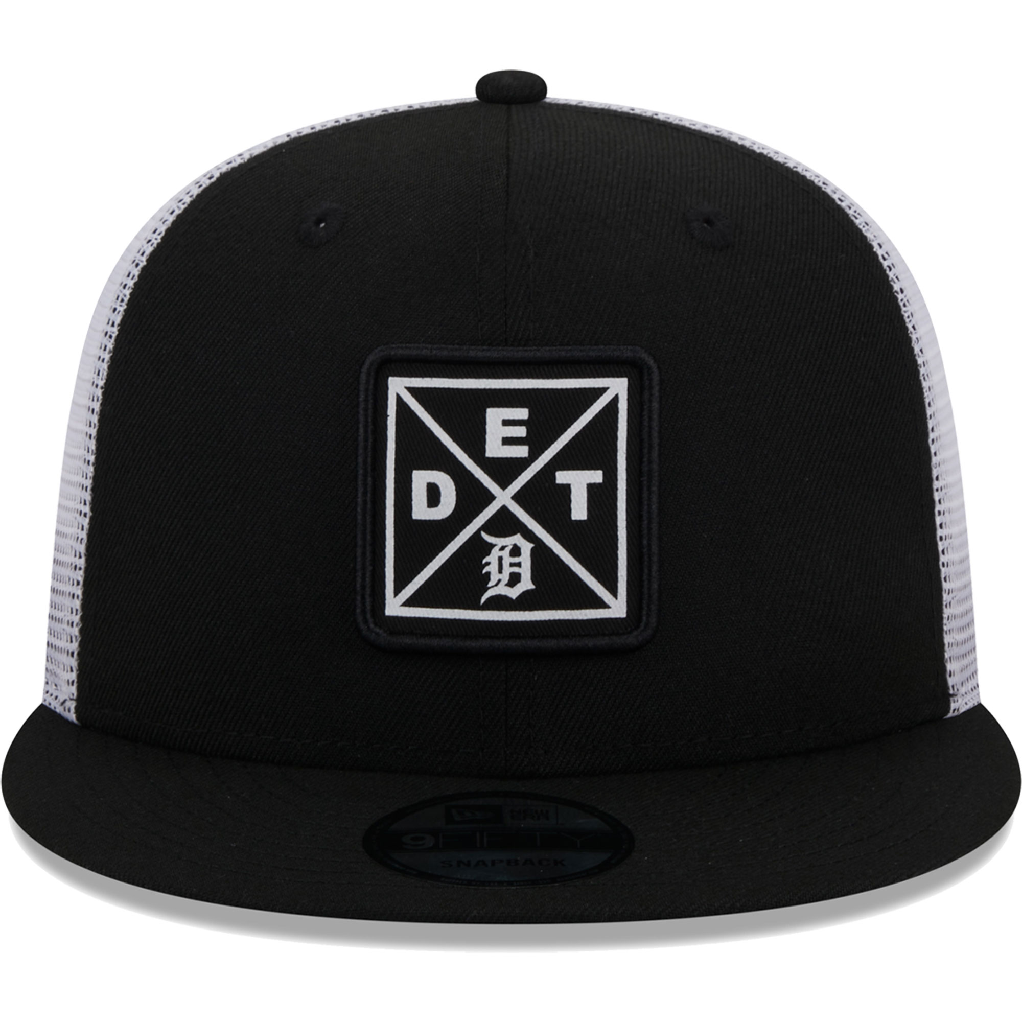 Detroit Tigers New Era Vert Squared Trucker 9FIFTY Snapback Hat - Black - PersonalJerseys