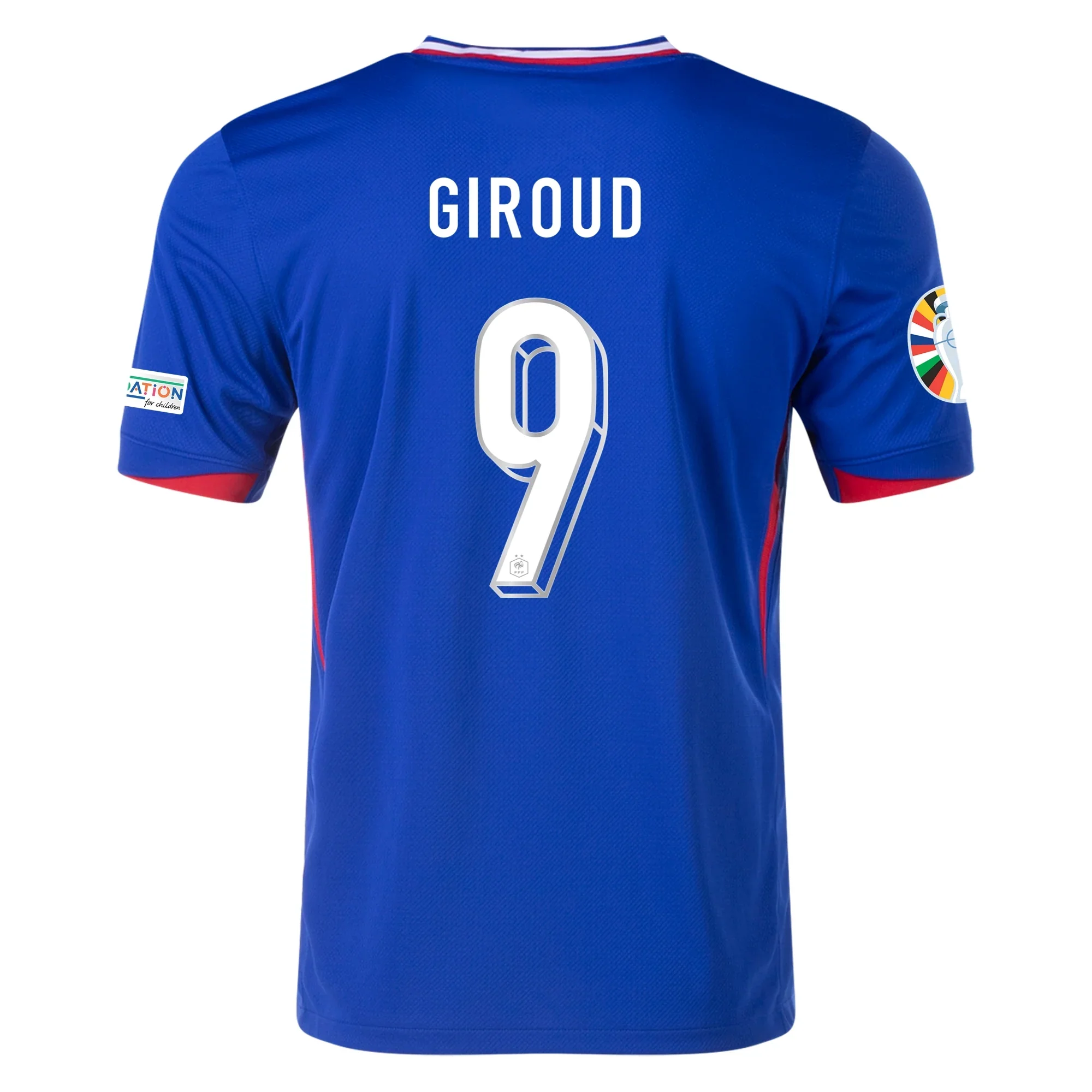 Nike France Oliver Giroud Home Jersey w/ Euro 2024 Patches 24/25 (Bright Blue/University Red) - PersonalJerseys