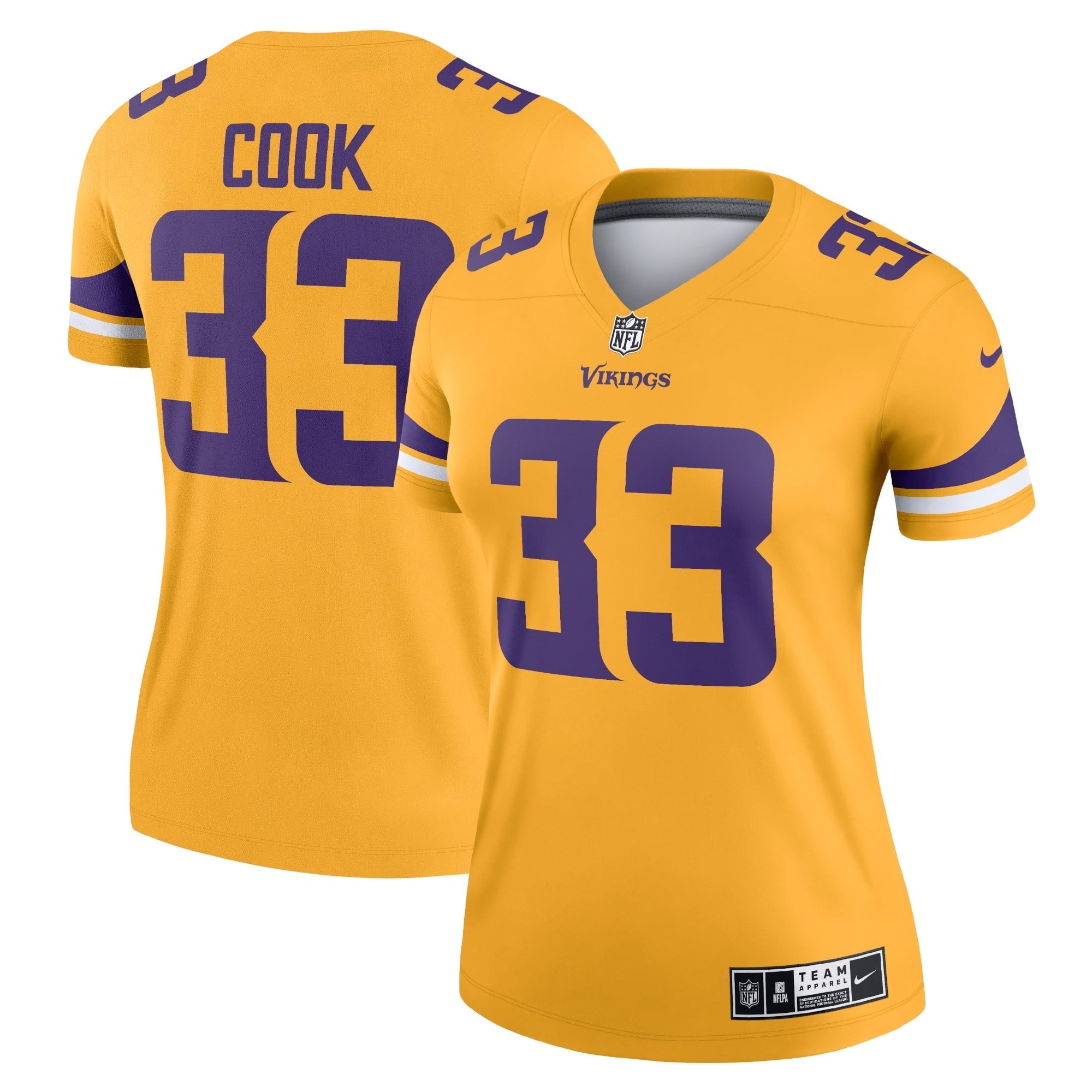 Women's Nike Dalvin Cook Gold Minnesota Vikings Inverted Legend Jersey - PersonalJerseys