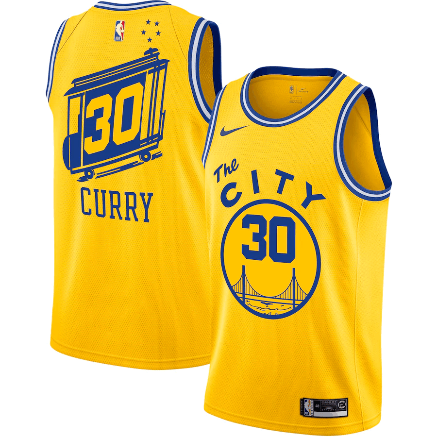 Stephen Curry Golden State Warriors Hardwood Classics Finished Swingman Jersey Yellow - The City Classic Edition - Friend Lounge Store - Shop for All Things Jerseys Sports - PersonalJerseys