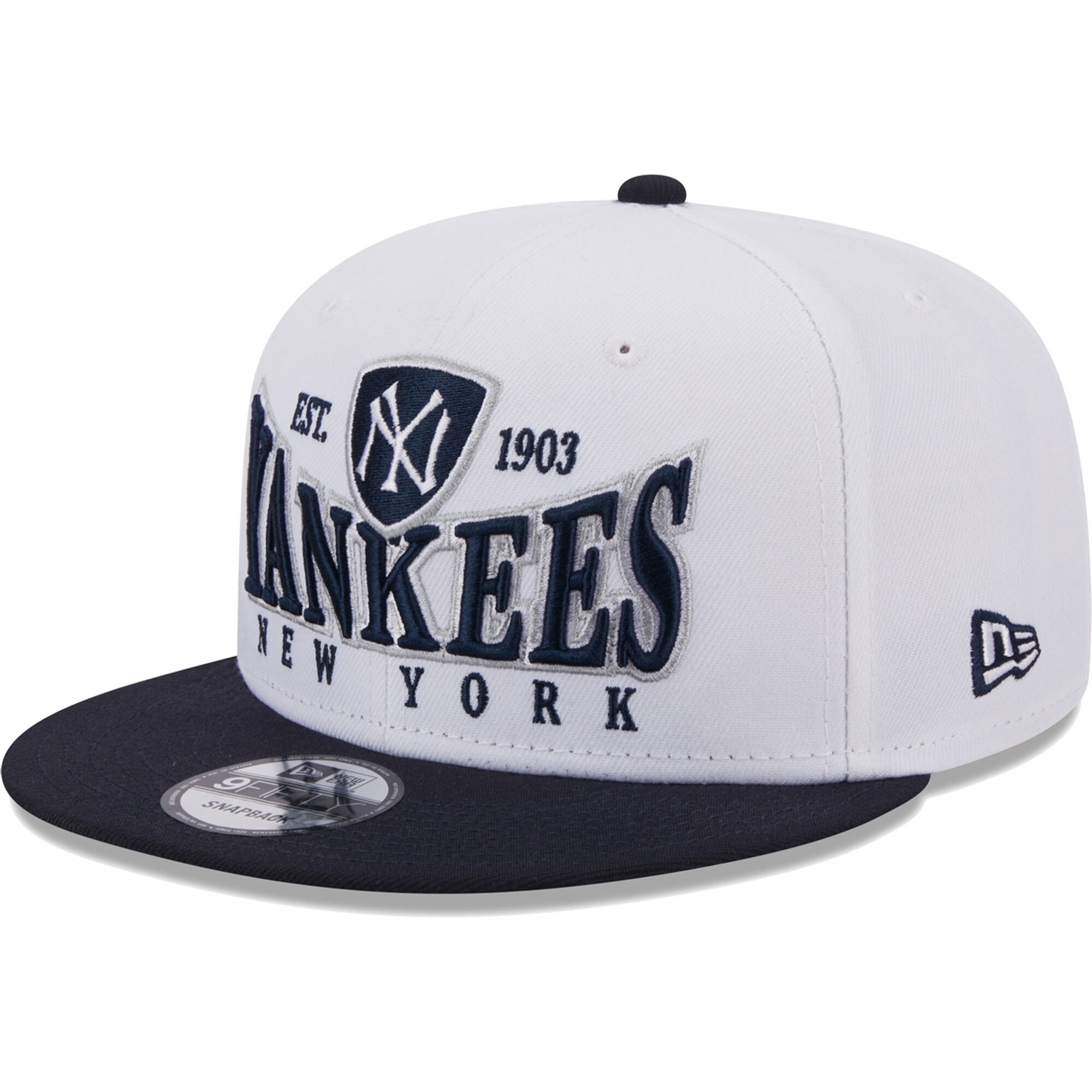 New York Yankees New Era Crest 9FIFTY Snapback Hat - White/Navy - PersonalJerseys