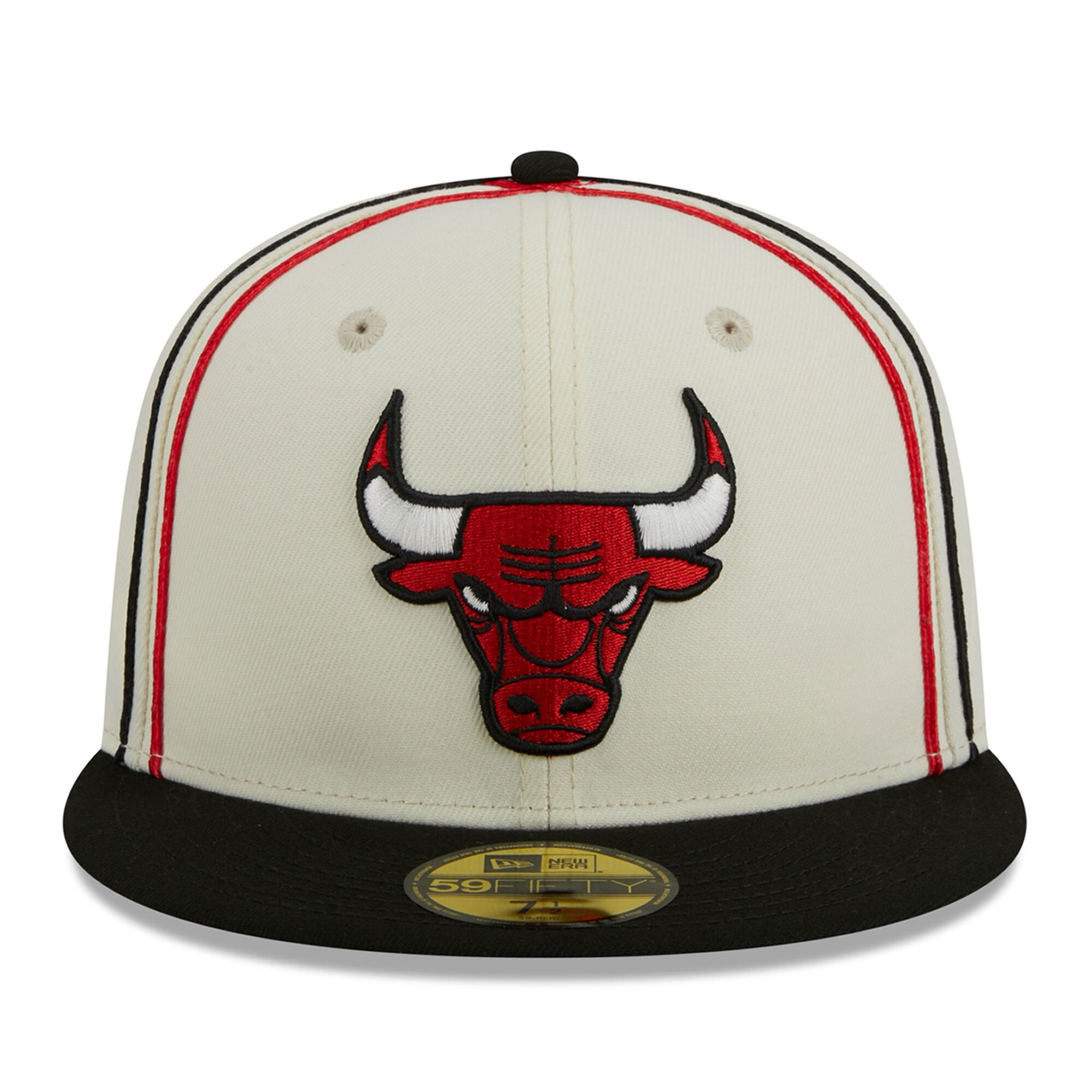 Chicago Bulls New Era Piping 2-Tone 59FIFTY Fitted Hat - Cream/Black - PersonalJerseys