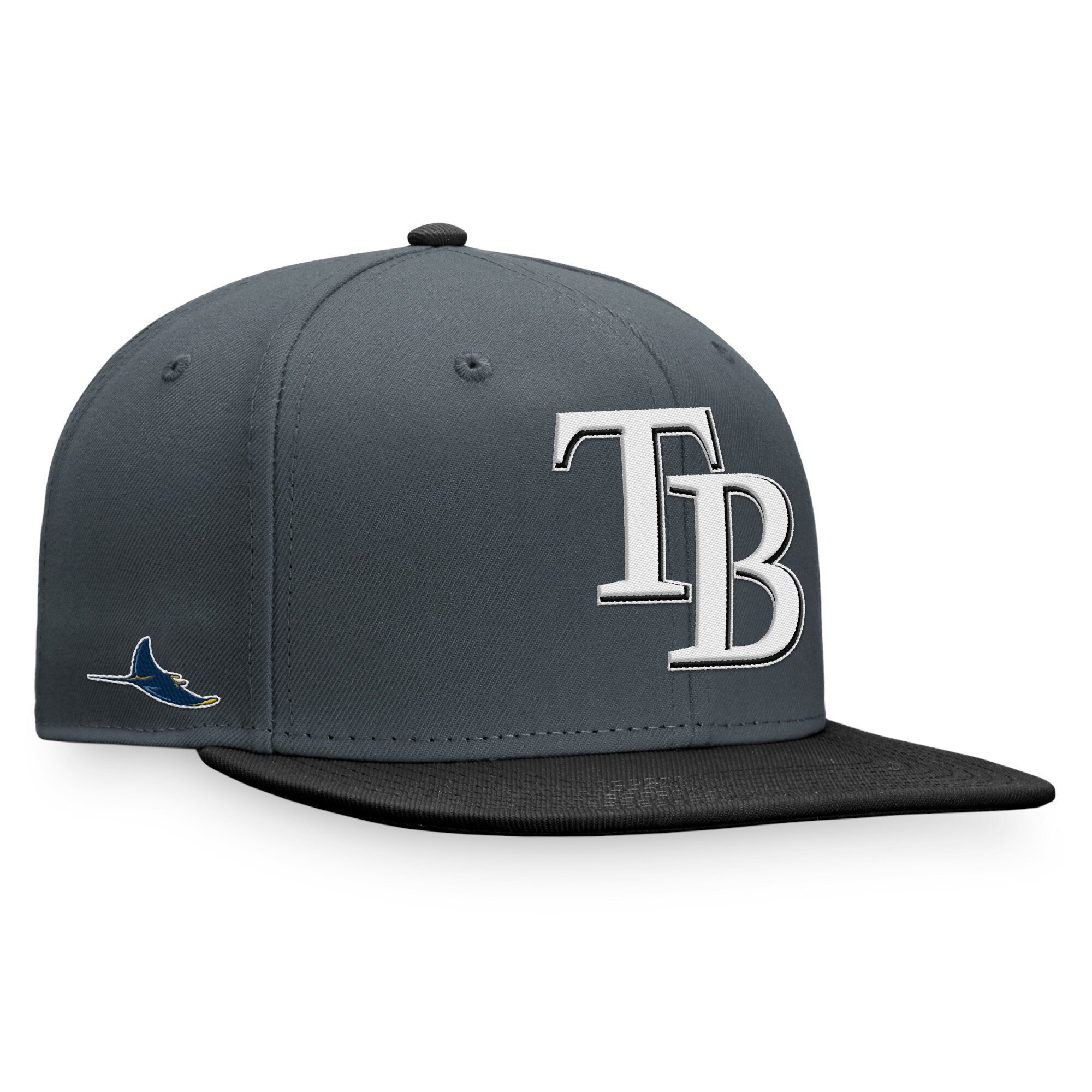 Tampa Bay Rays Fanatics Branded Two-Tone Patch Snapback Hat - Charcoal - PersonalJerseys