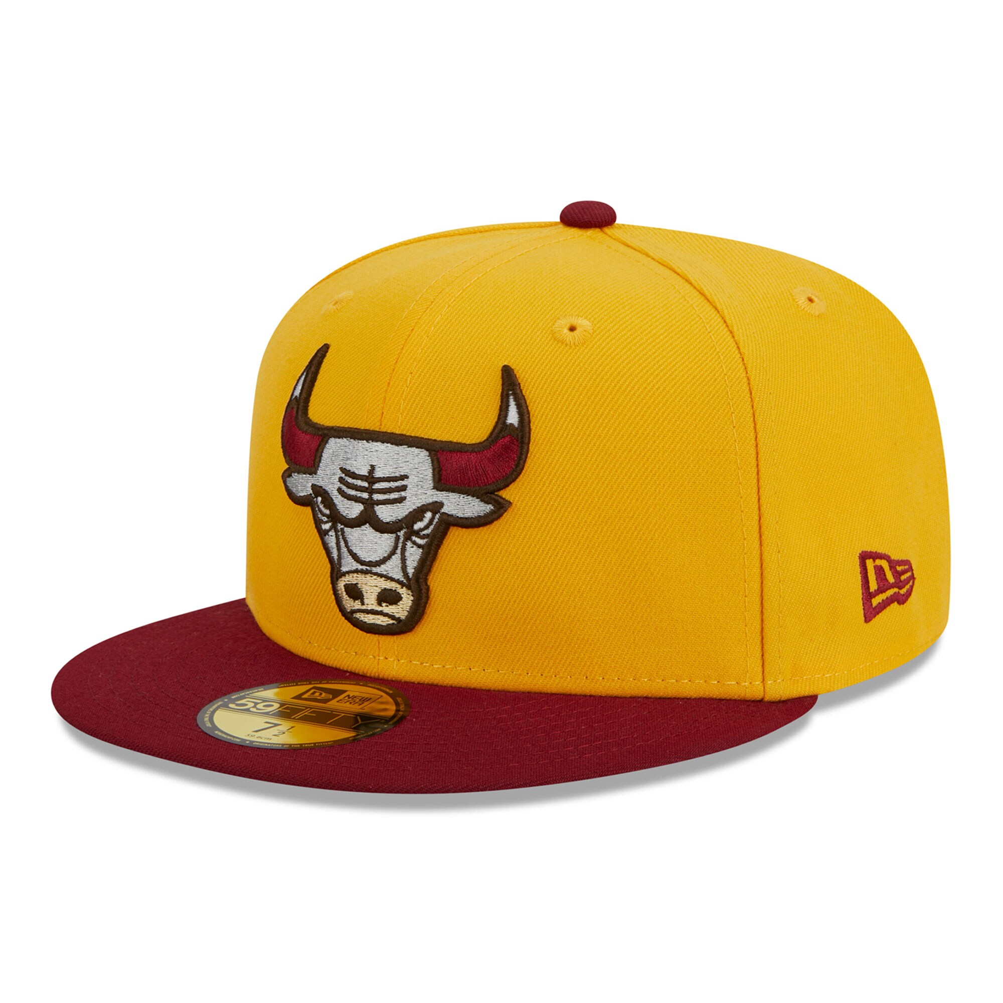 Chicago Bulls New Era Fall Leaves 2-Tone 59FIFTY Fitted Hat - Yellow/Red - PersonalJerseys
