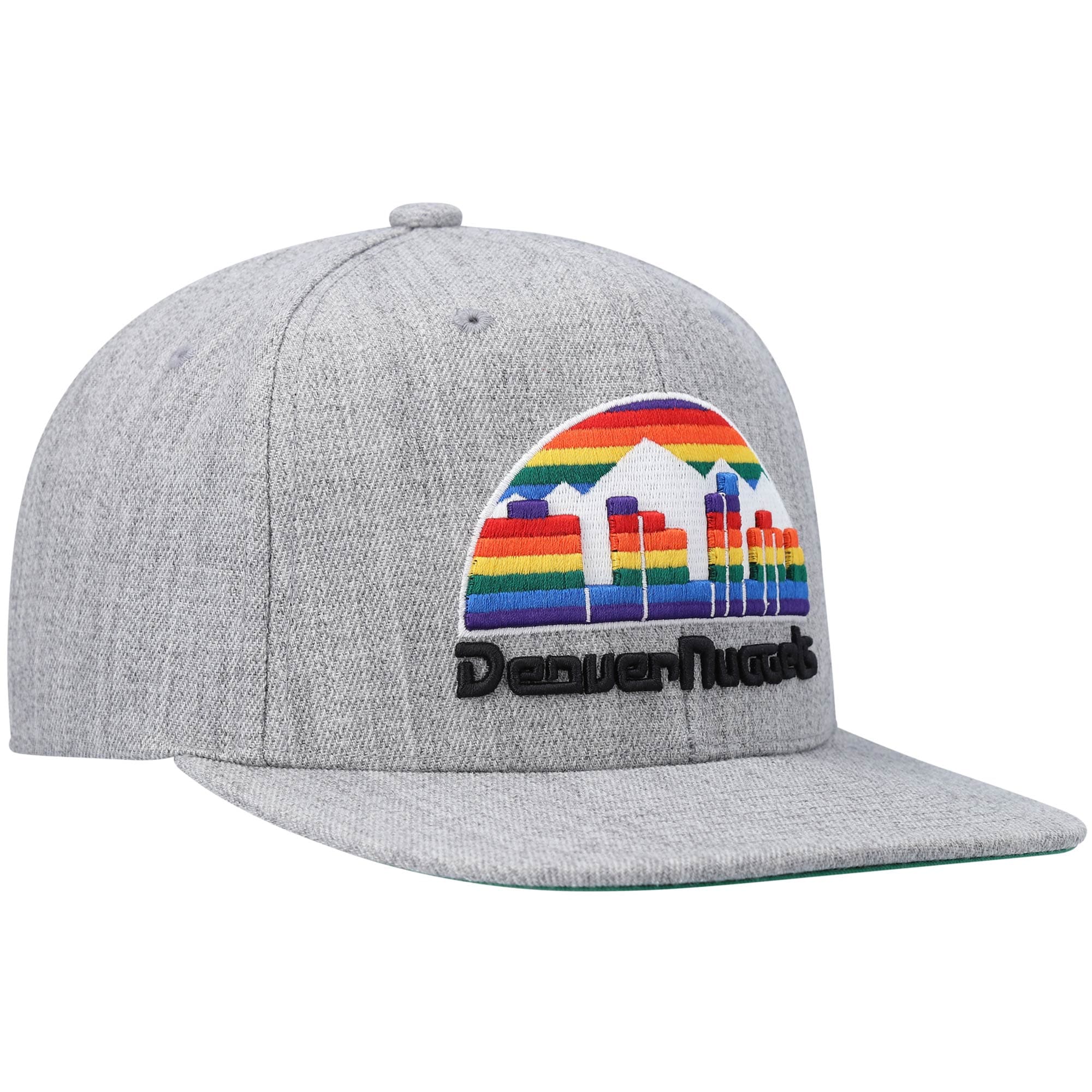 Denver Nuggets Mitchell & Ness Hardwood Classics Team 2.0 Snapback Hat - Heathered Gray - PersonalJerseys
