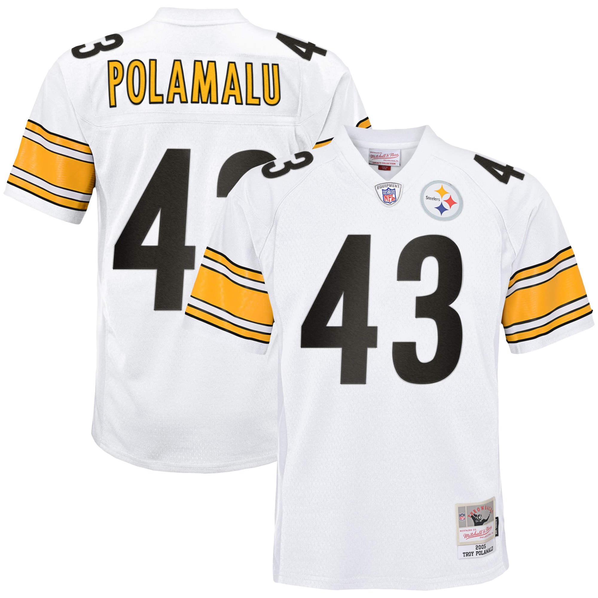 Troy Polamalu Pittsburgh Steelers Mitchell & Ness Youth 2005 Retired Player Legacy Jersey - White - PersonalJerseys