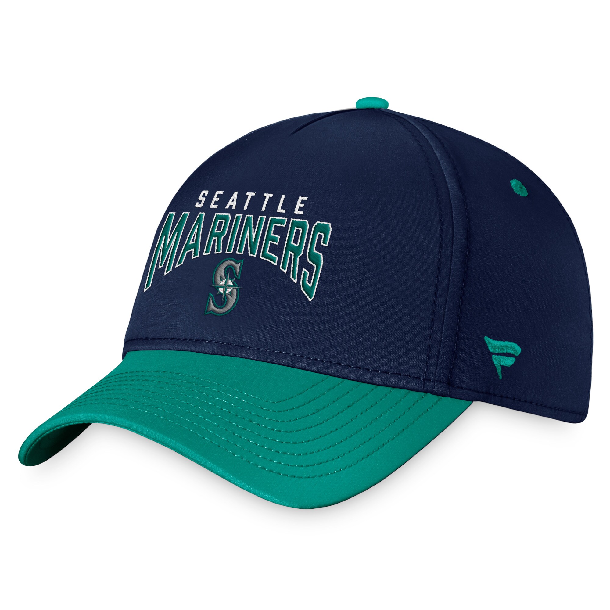 Seattle Mariners Fanatics Branded Stacked Logo Flex Hat - Navy/Aqua - PersonalJerseys