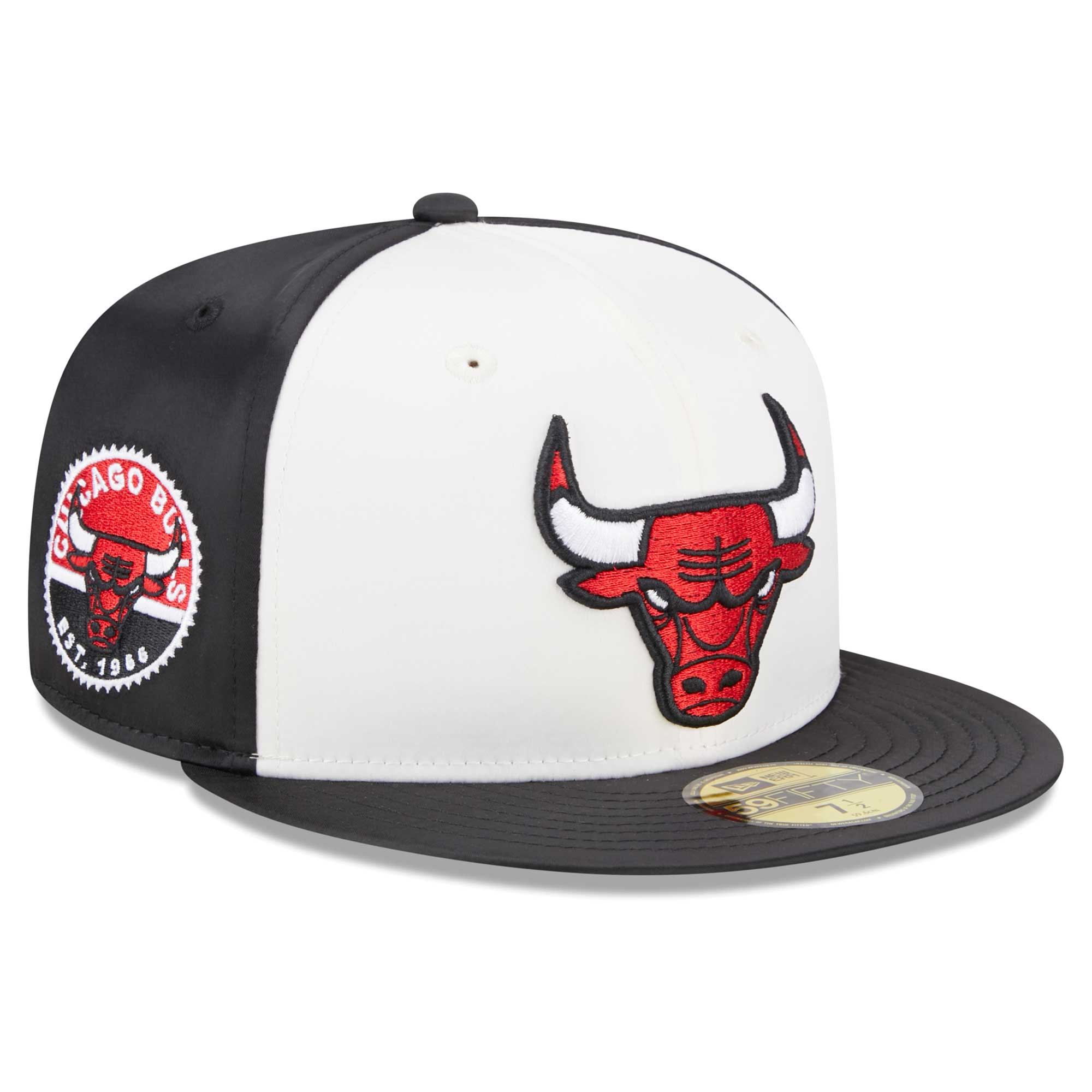 Chicago Bulls New Era Throwback Satin 59FIFTY Fitted Hat - White - PersonalJerseys