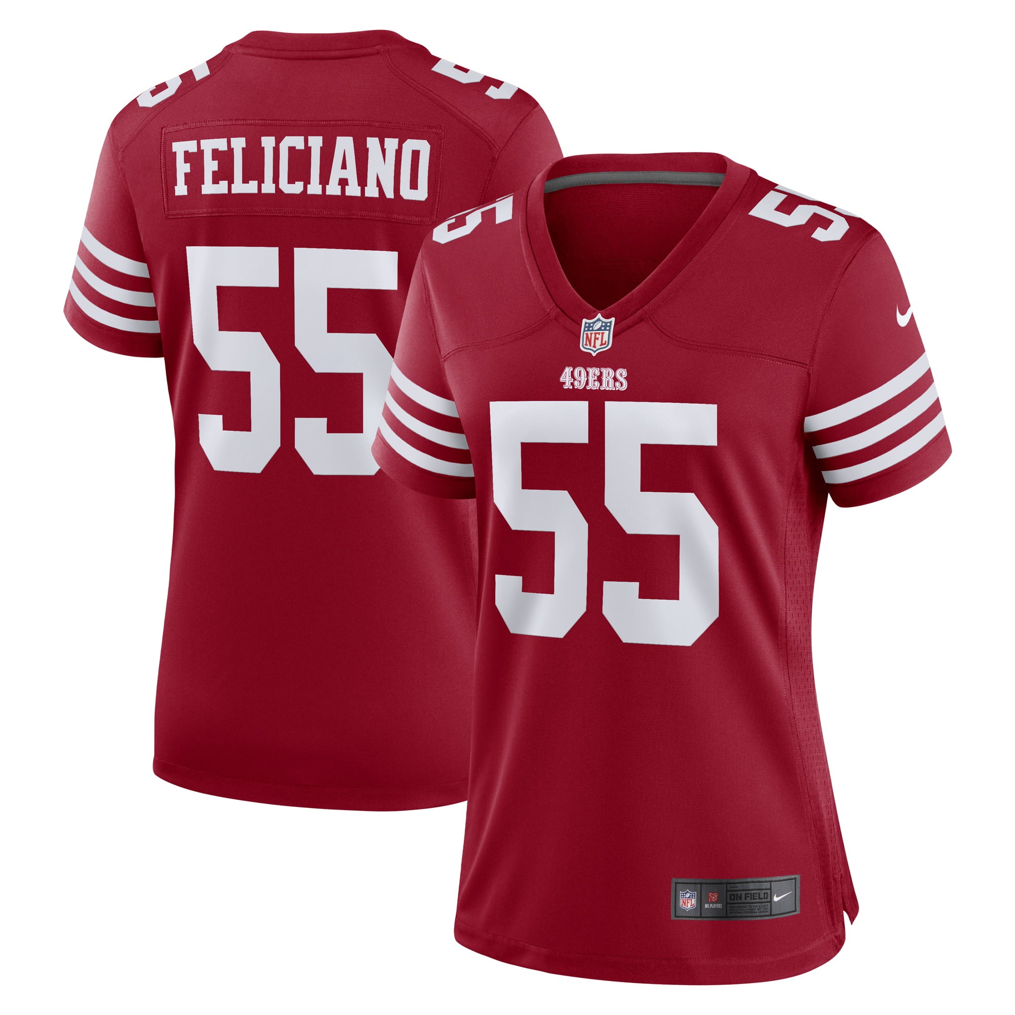 Women's Nike Jon Feliciano Scarlet San Francisco 49ers Game Player Jersey - PersonalJerseys
