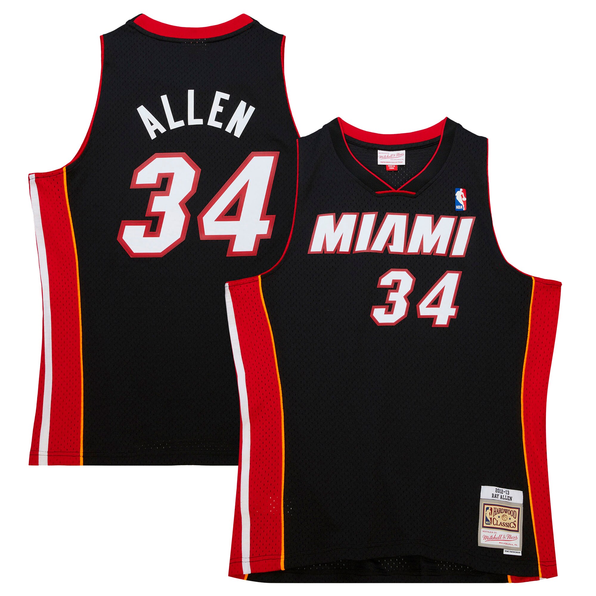 Ray Allen Miami Heat Mitchell & Ness Hardwood Classics Swingman Jersey - Black - PersonalJerseys