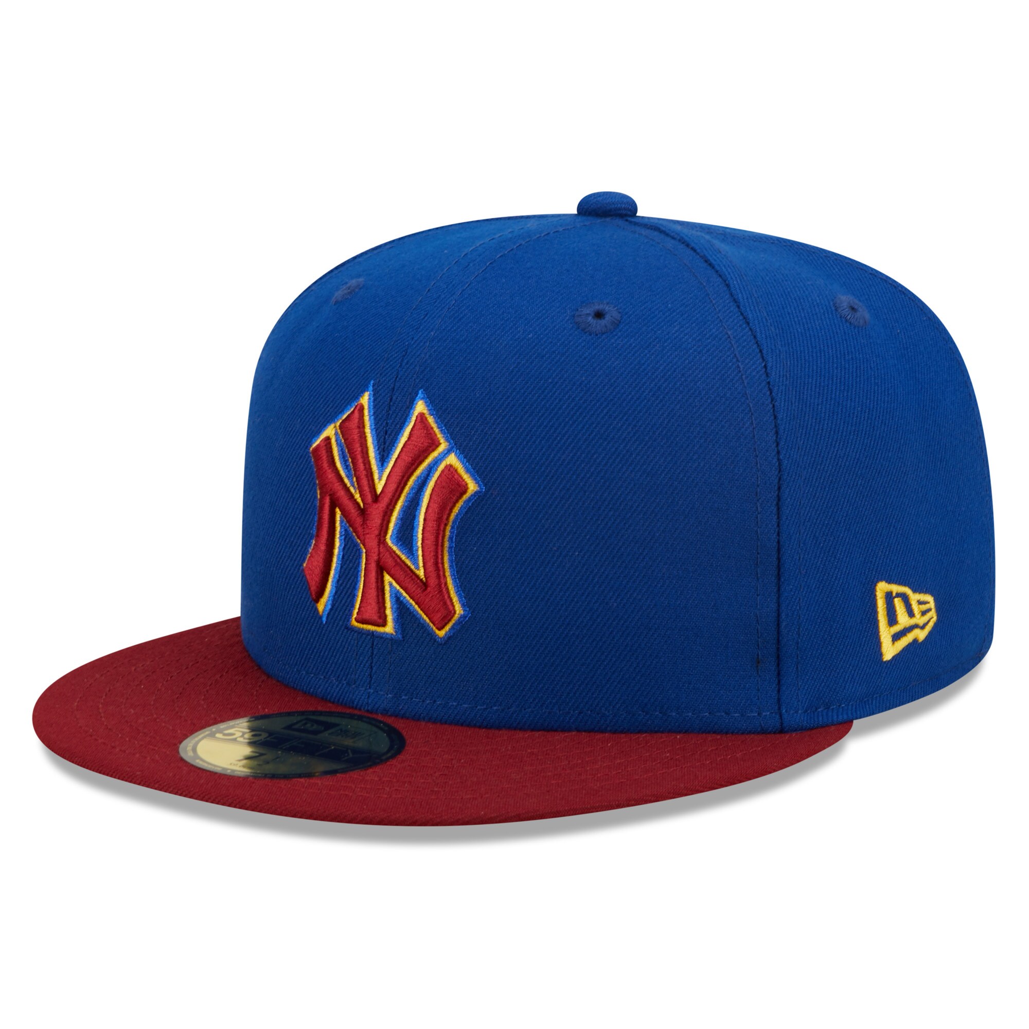 New York Yankees New Era Logo Primary Jewel Gold Undervisor 59FIFTY Fitted Hat - Royal/Red - PersonalJerseys