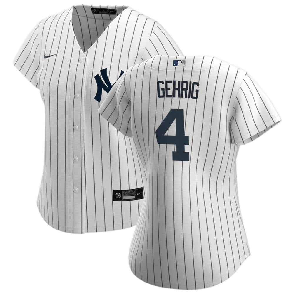 Women's New York Yankees Lou Gehrig Replica Home Jersey - White - PersonalJerseys