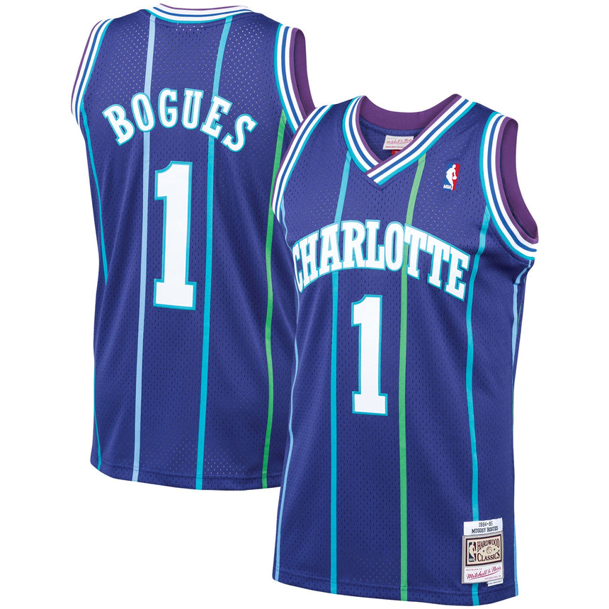 Men?ˉs Muggsy Bogues Charlotte Hornets 1994-95 Purple Swingman Replica Jersey By Mitchell & Ness - PersonalJerseys