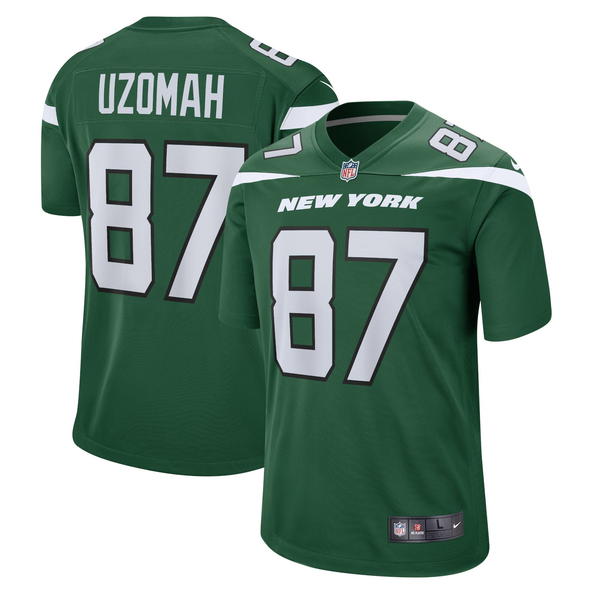 Men's Nike C.J. Uzomah Gotham Green New York Jets Player Game Jersey - PersonalJerseys