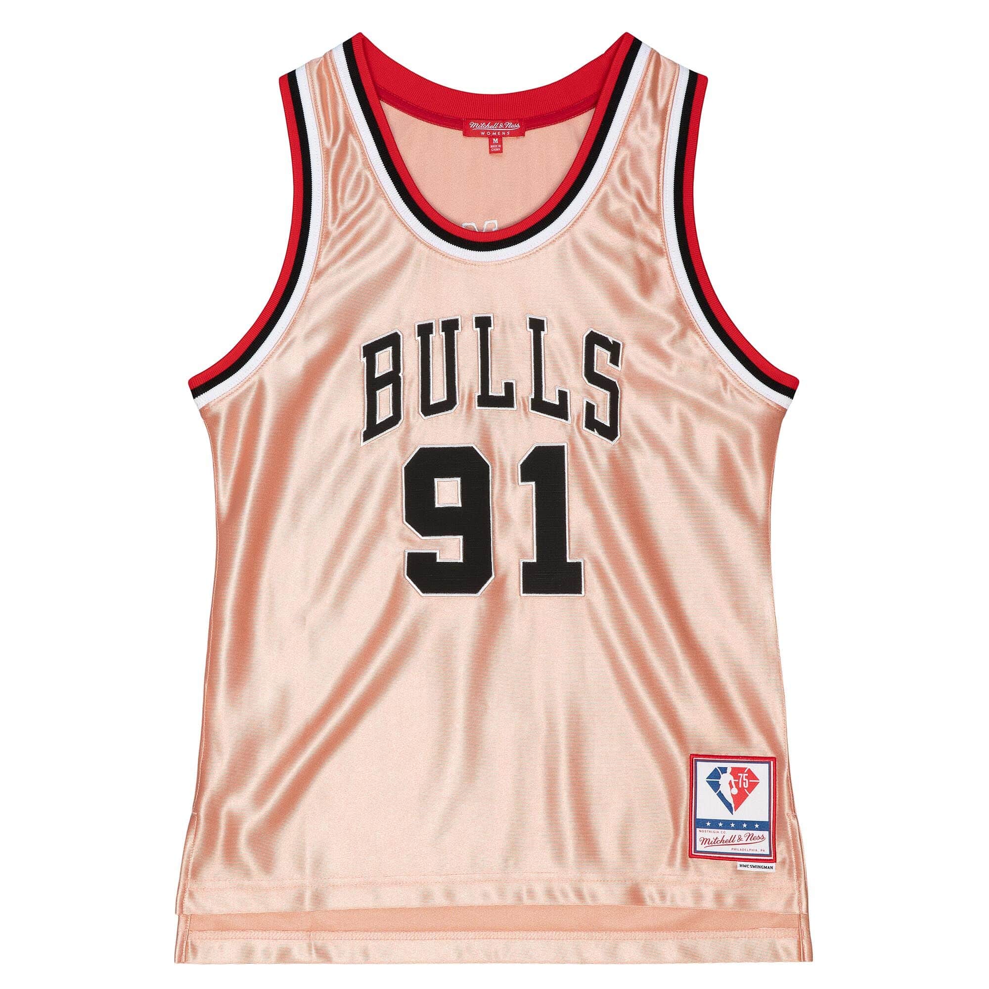Womens 75th Anniversary Rose Gold Swingman Dennis Rodman Chicago Bulls 1997-98 Jersey - PersonalJerseys