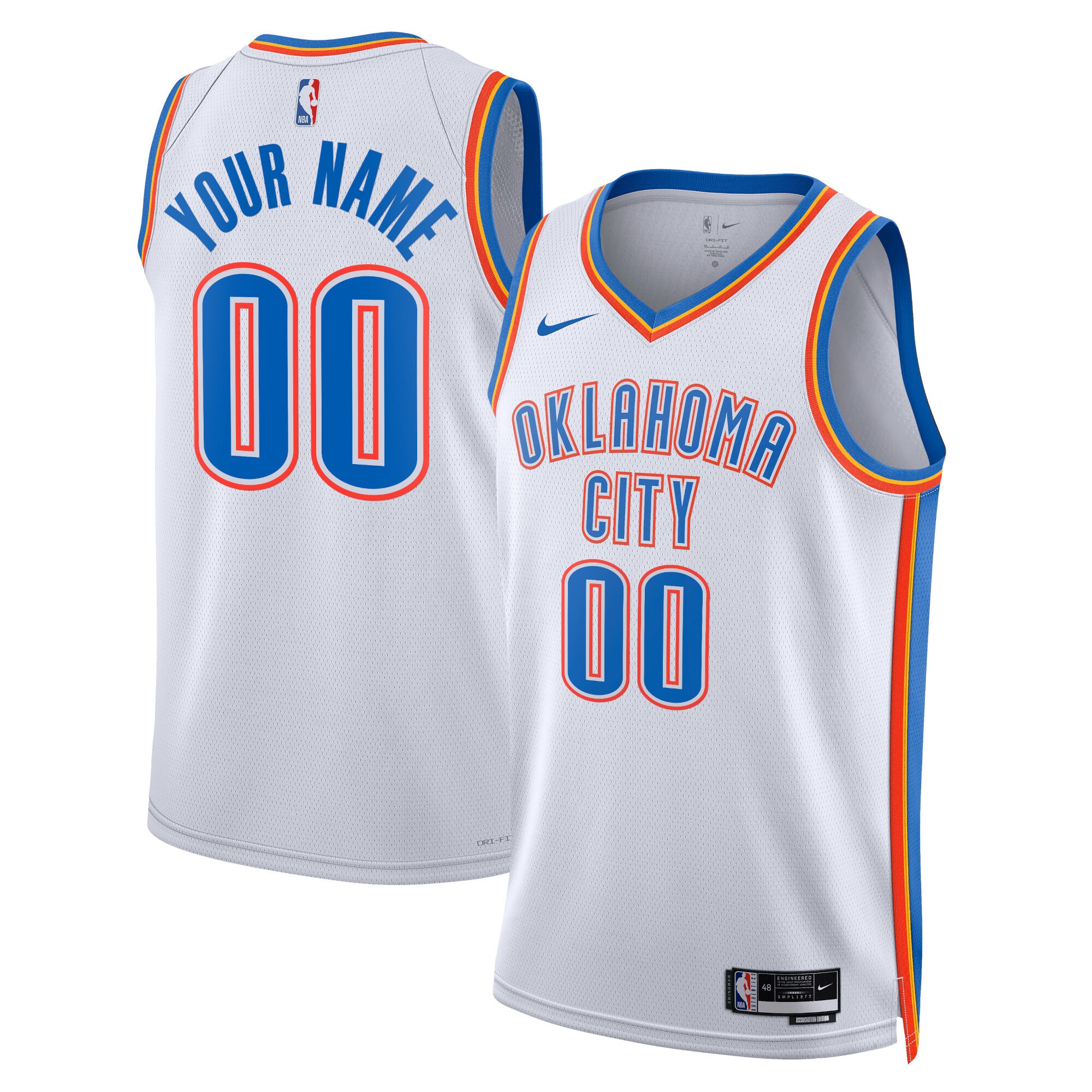 Oklahoma City Thunder Nike Unisex Swingman Custom Jersey White - Icon Edition - PersonalJerseys