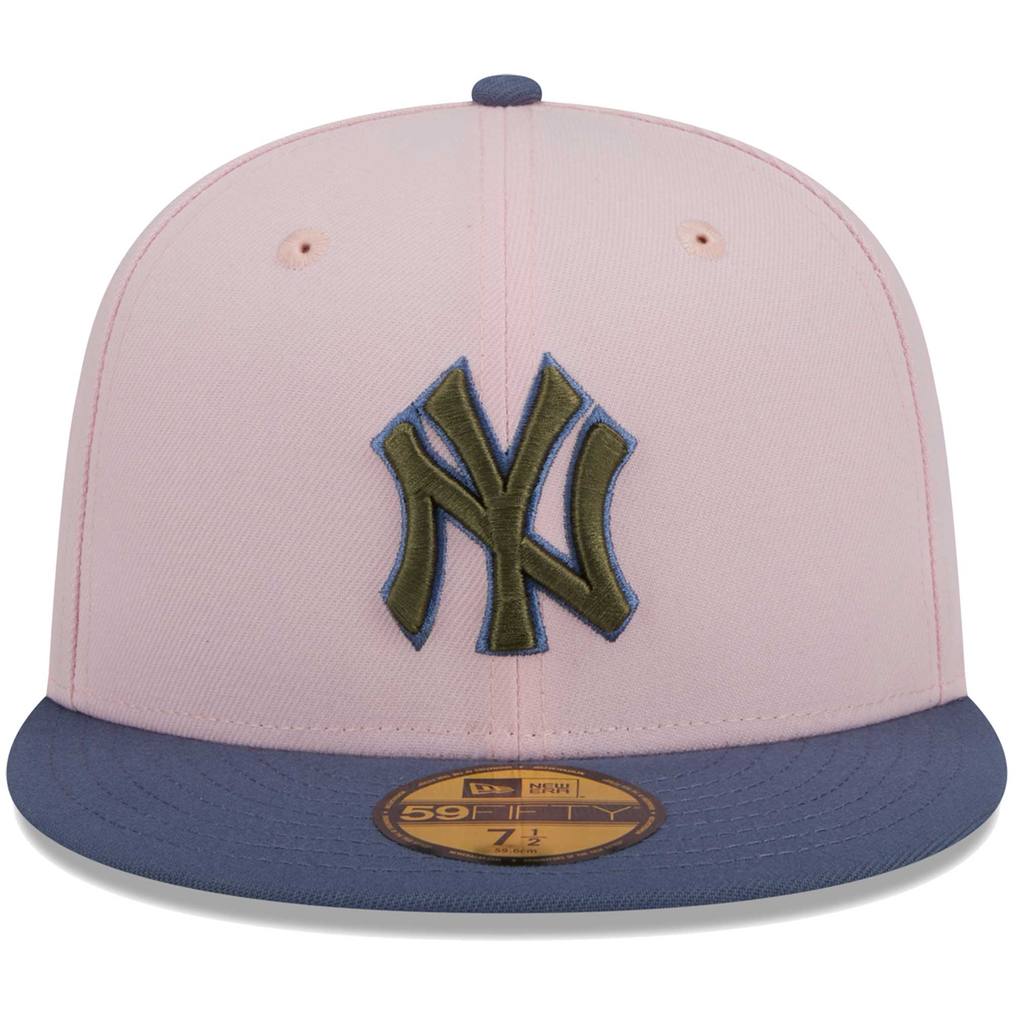 New York Yankees New Era  Olive Undervisor 59FIFTY Fitted Hat - Pink/Blue - PersonalJerseys