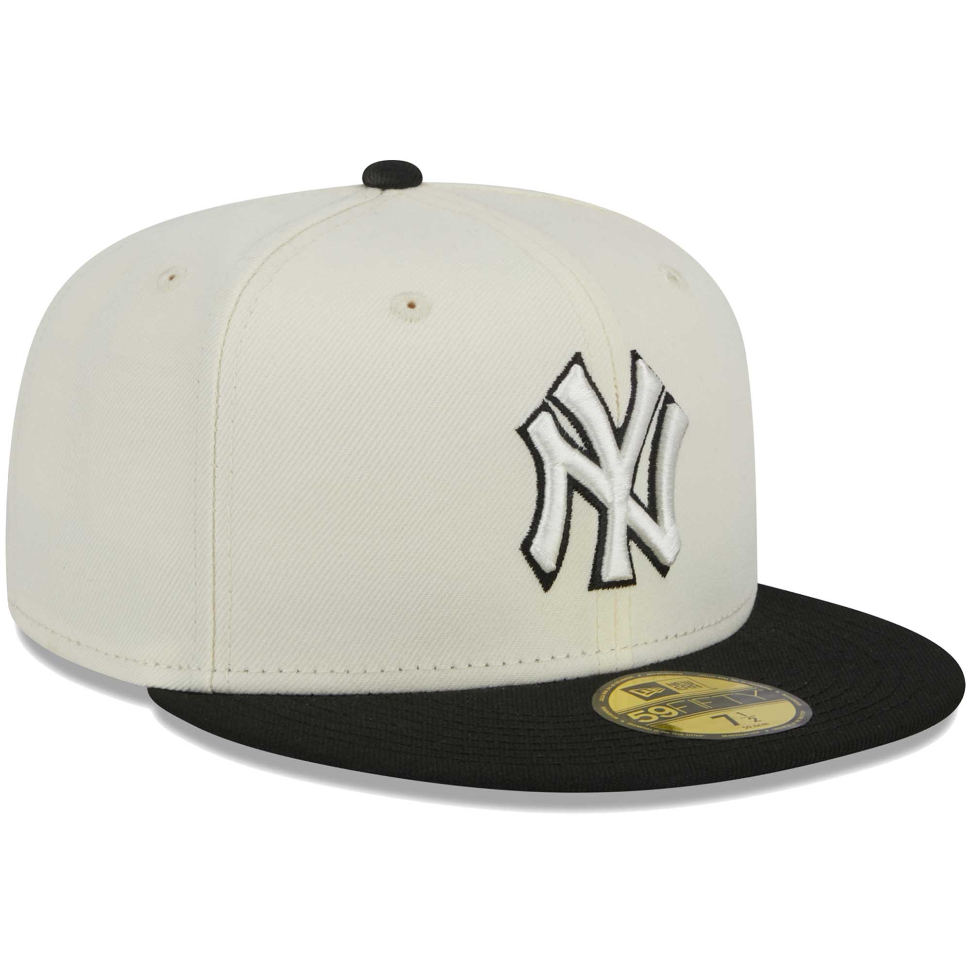 New York Yankees New Era Chrome 59FIFTY Fitted Hat - Stone/Black - PersonalJerseys